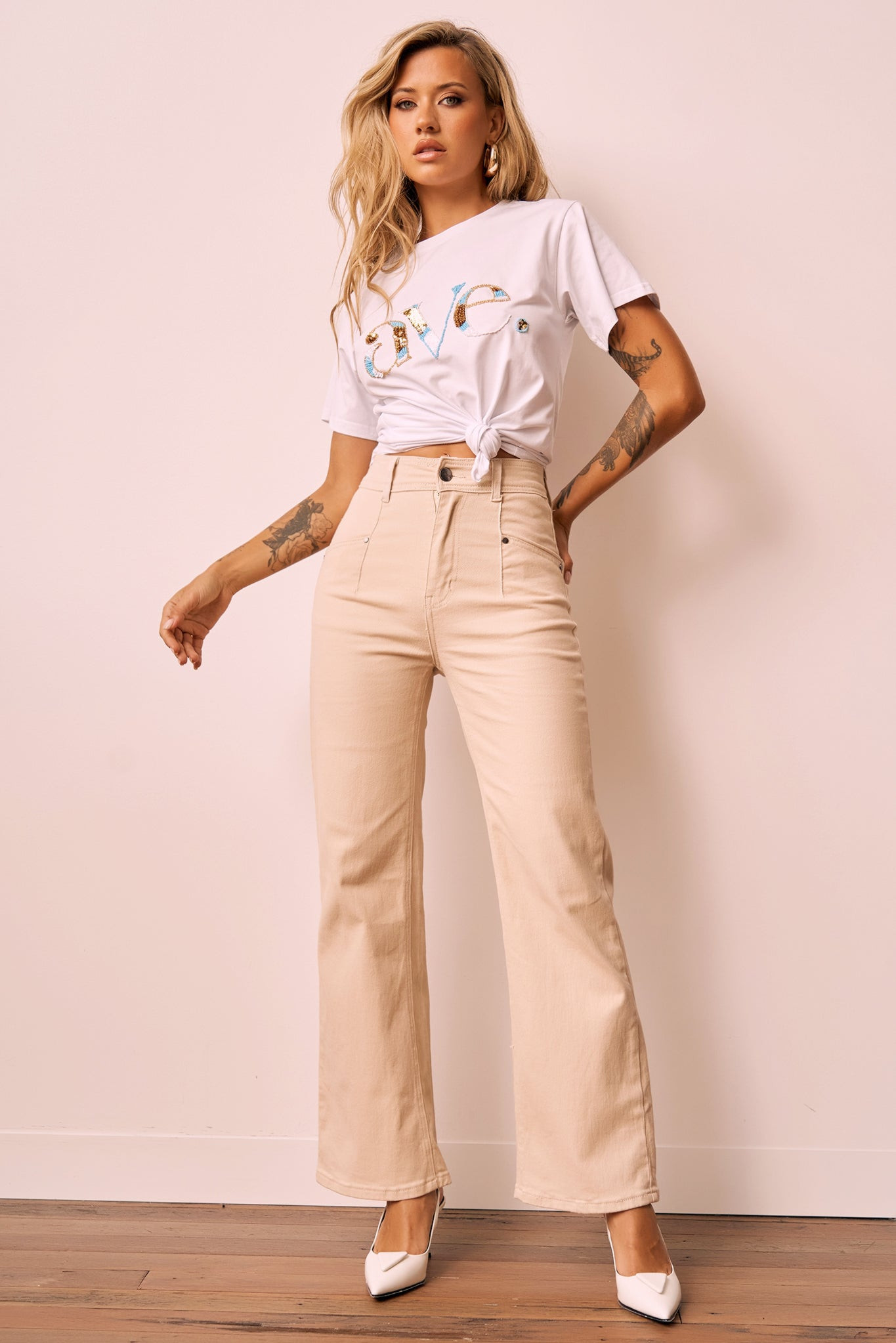 Ebbey Jeans - Beige | Sage and Paige AUS.