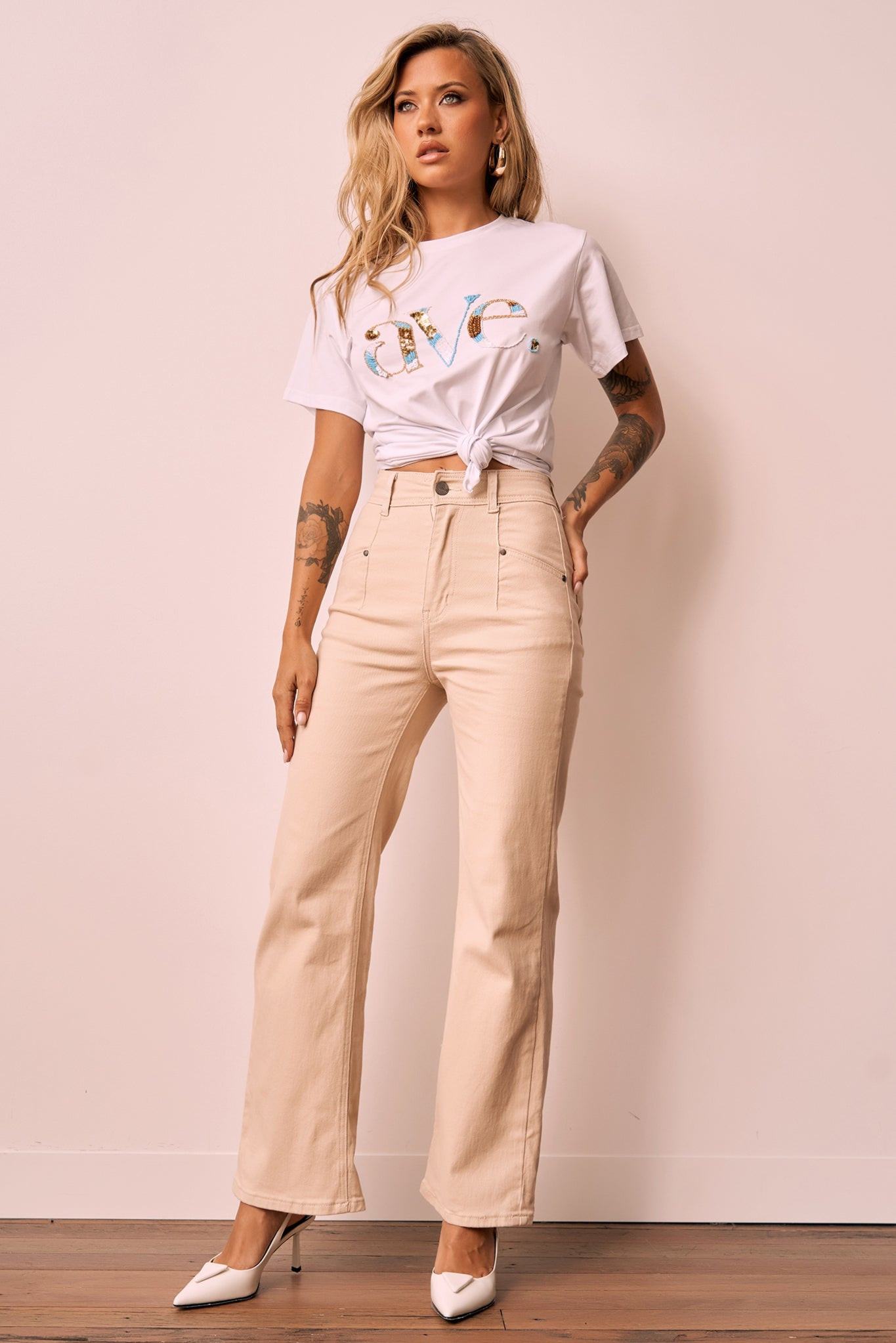 Ebbey Jeans - Beige | Sage and Paige AUS.