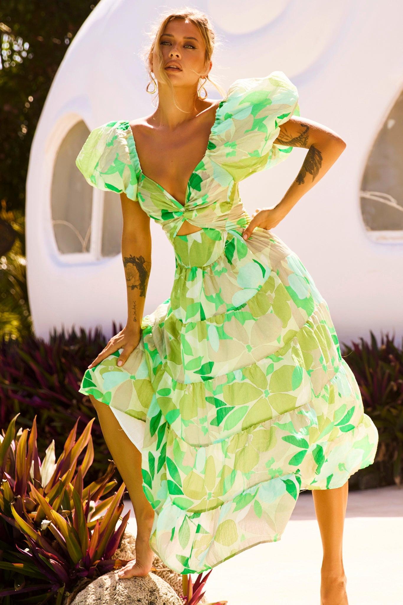One Clover Midi Dress - Green | Sage and Paige AUS.