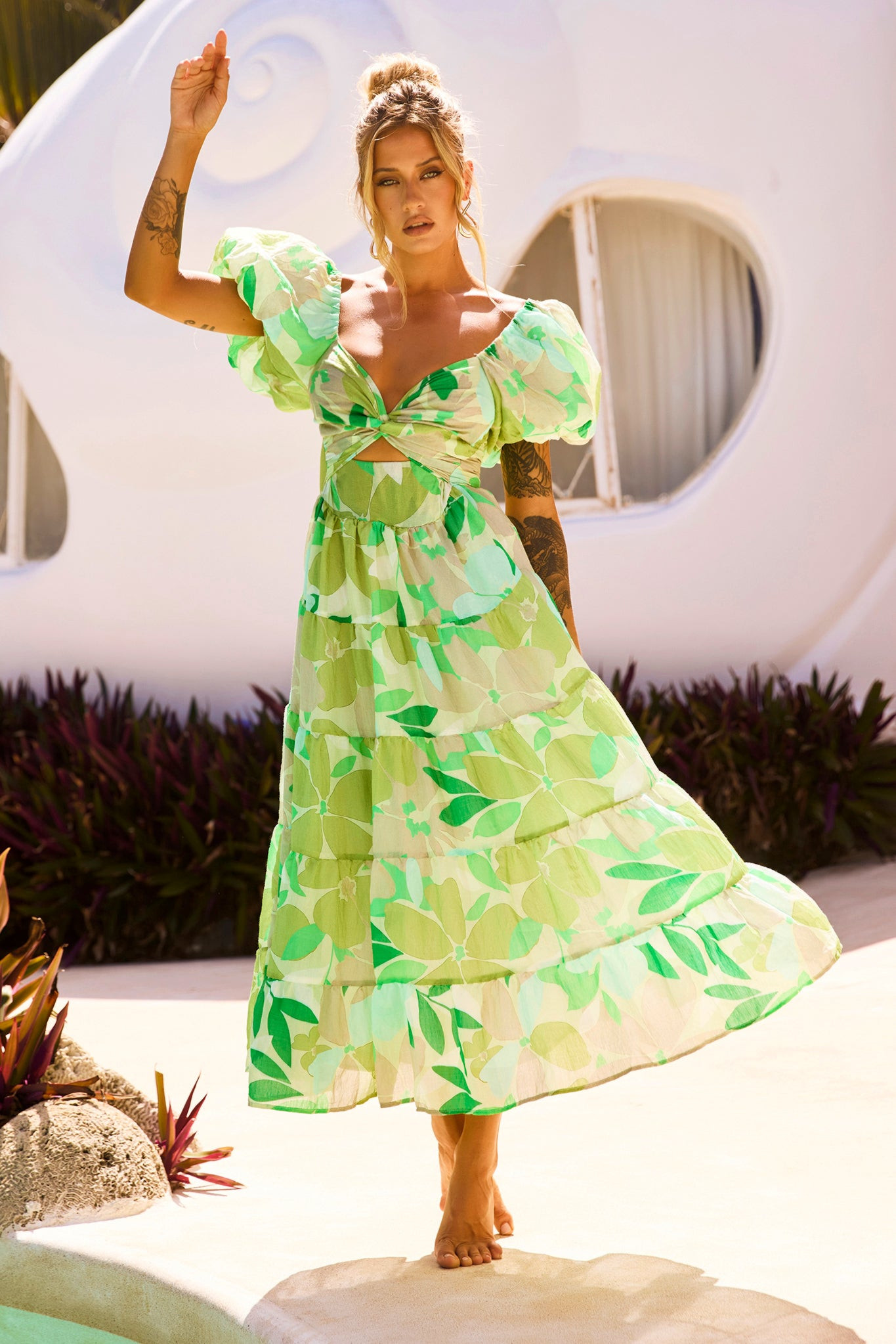 One Clover Midi Dress - Green | Sage and Paige AUS.