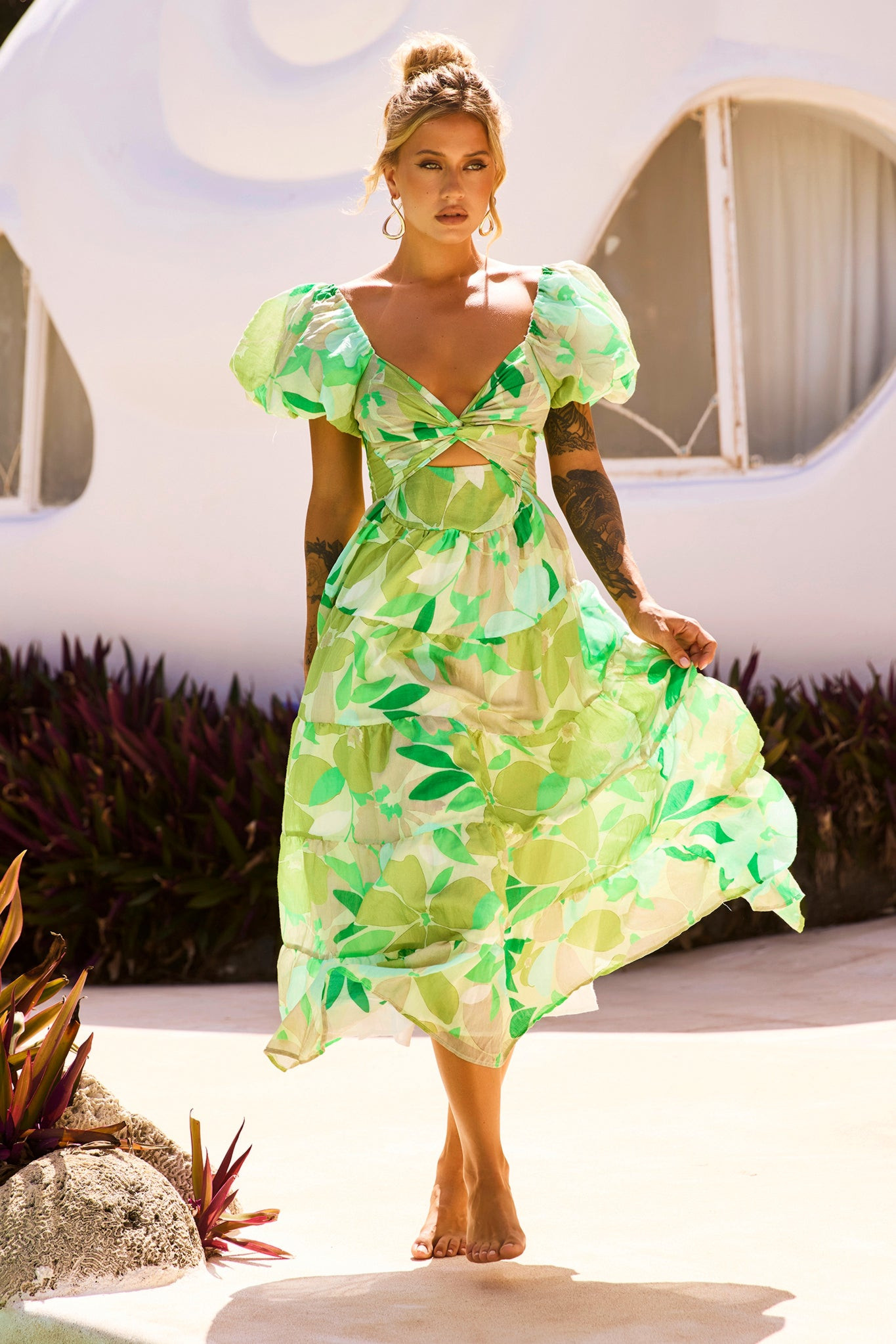 One Clover Midi Dress - Green | Sage and Paige AUS.