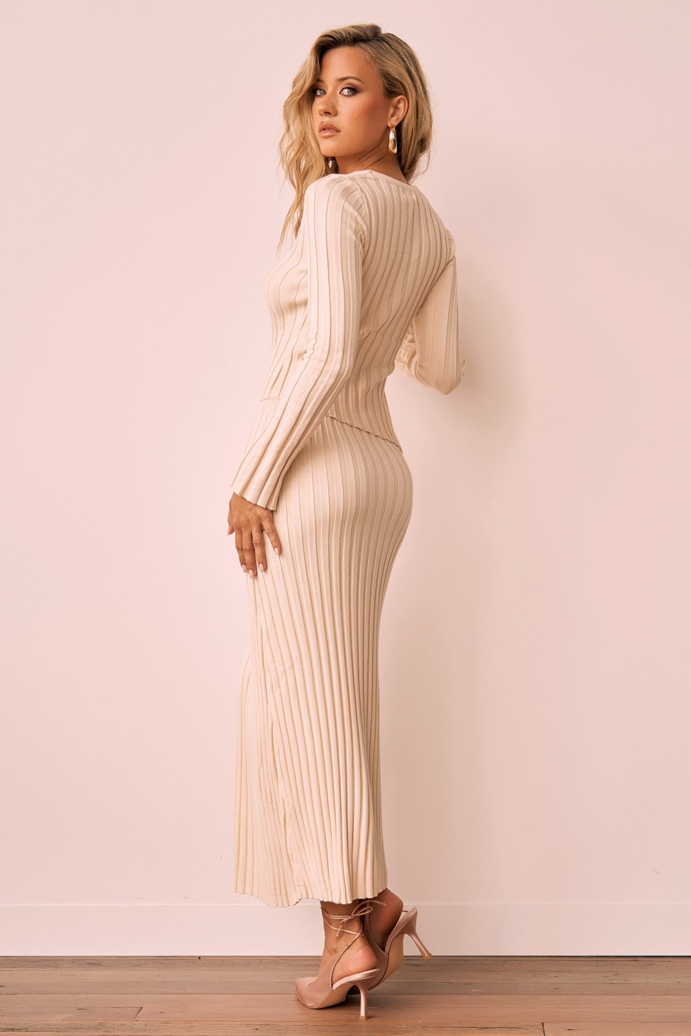 Sprint To The Finish Knit Skirt - Beige | Sage and Paige AUS.