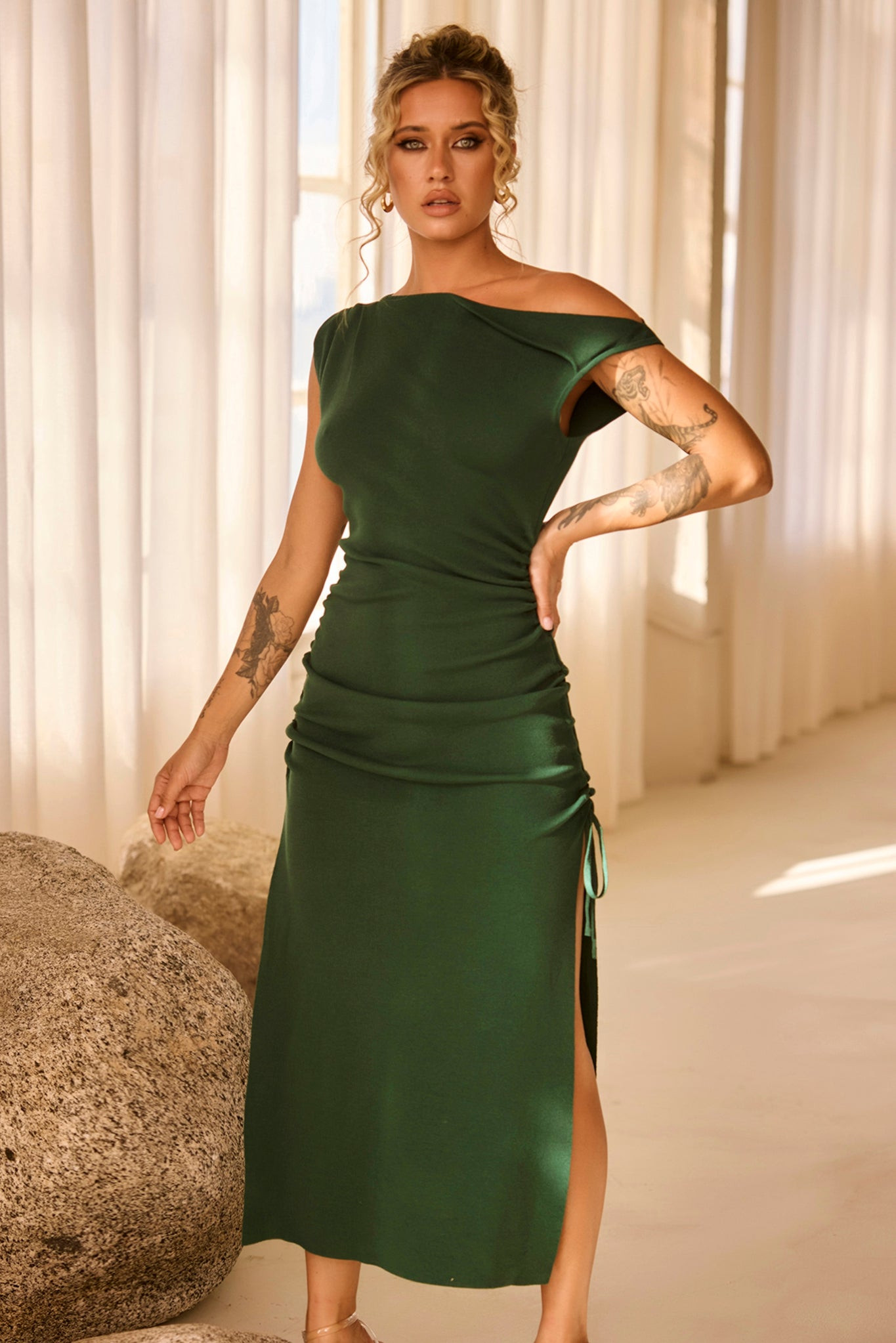 Loren Knit Midi Dress - Forest Green | Sage and Paige AUS.