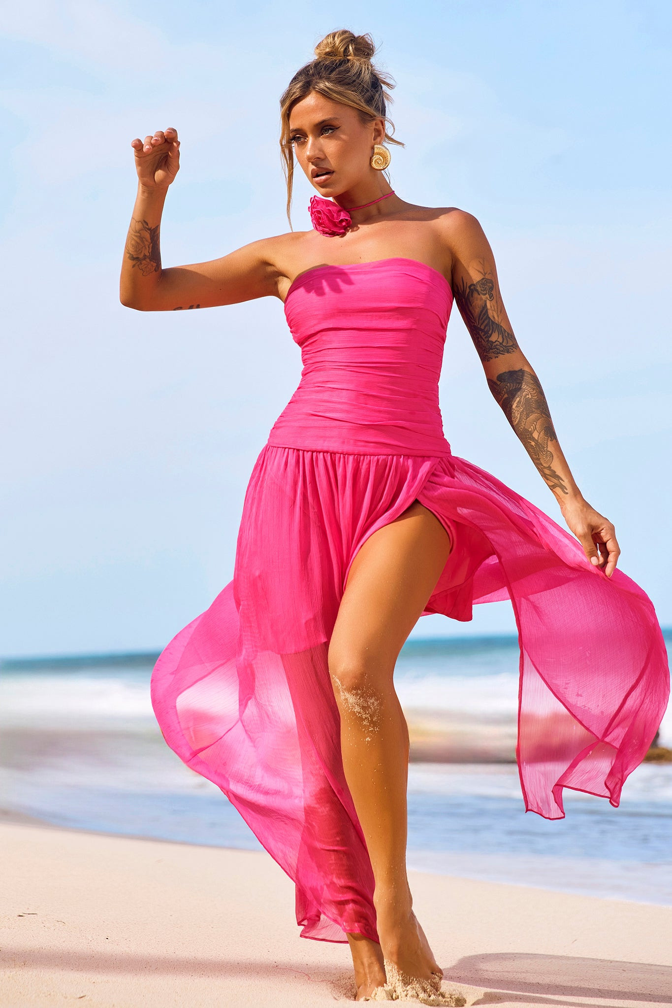 The Briana Maxi Dress - Hot Pink | Sage and Paige AUS.
