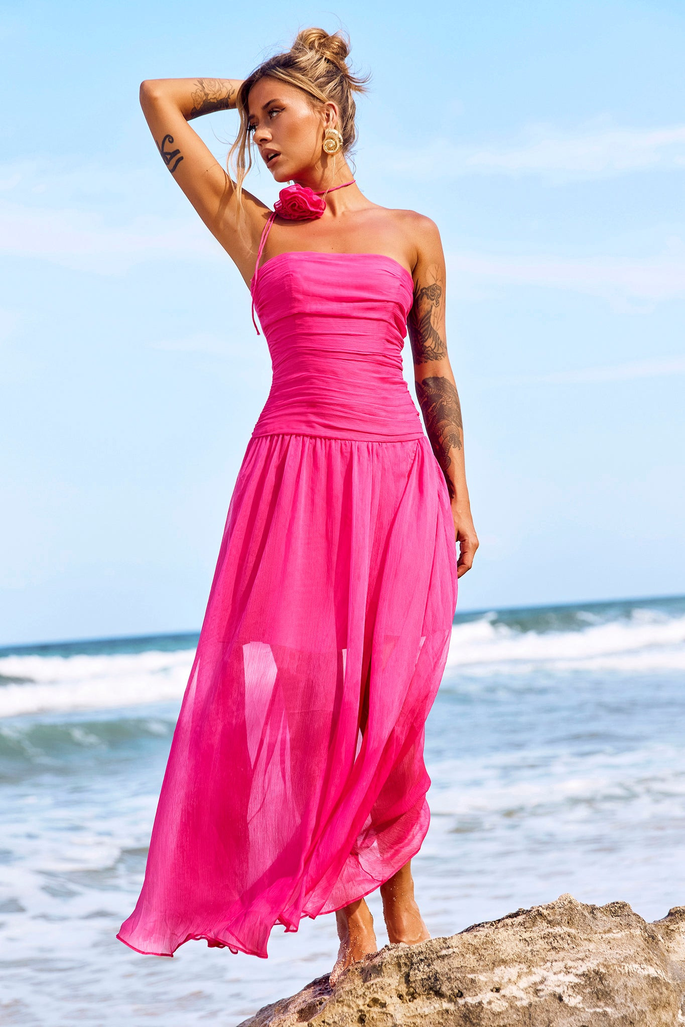 The Briana Maxi Dress - Hot Pink | Sage and Paige AUS.