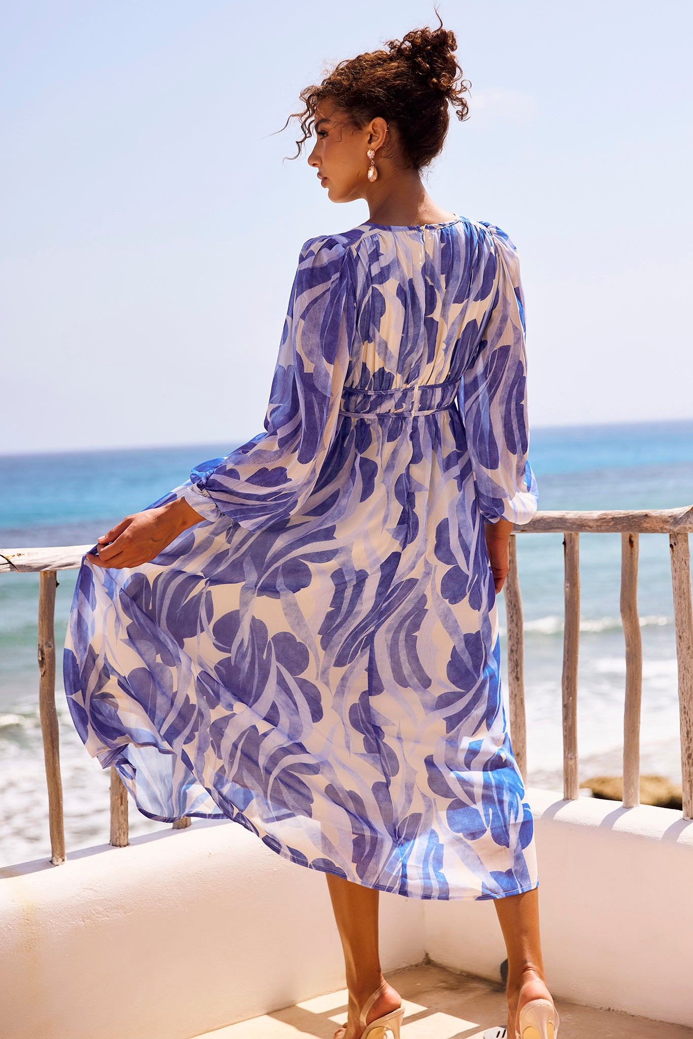 Palm Perfect Midi Dress - Blue Multi | Sage and Paige AUS.