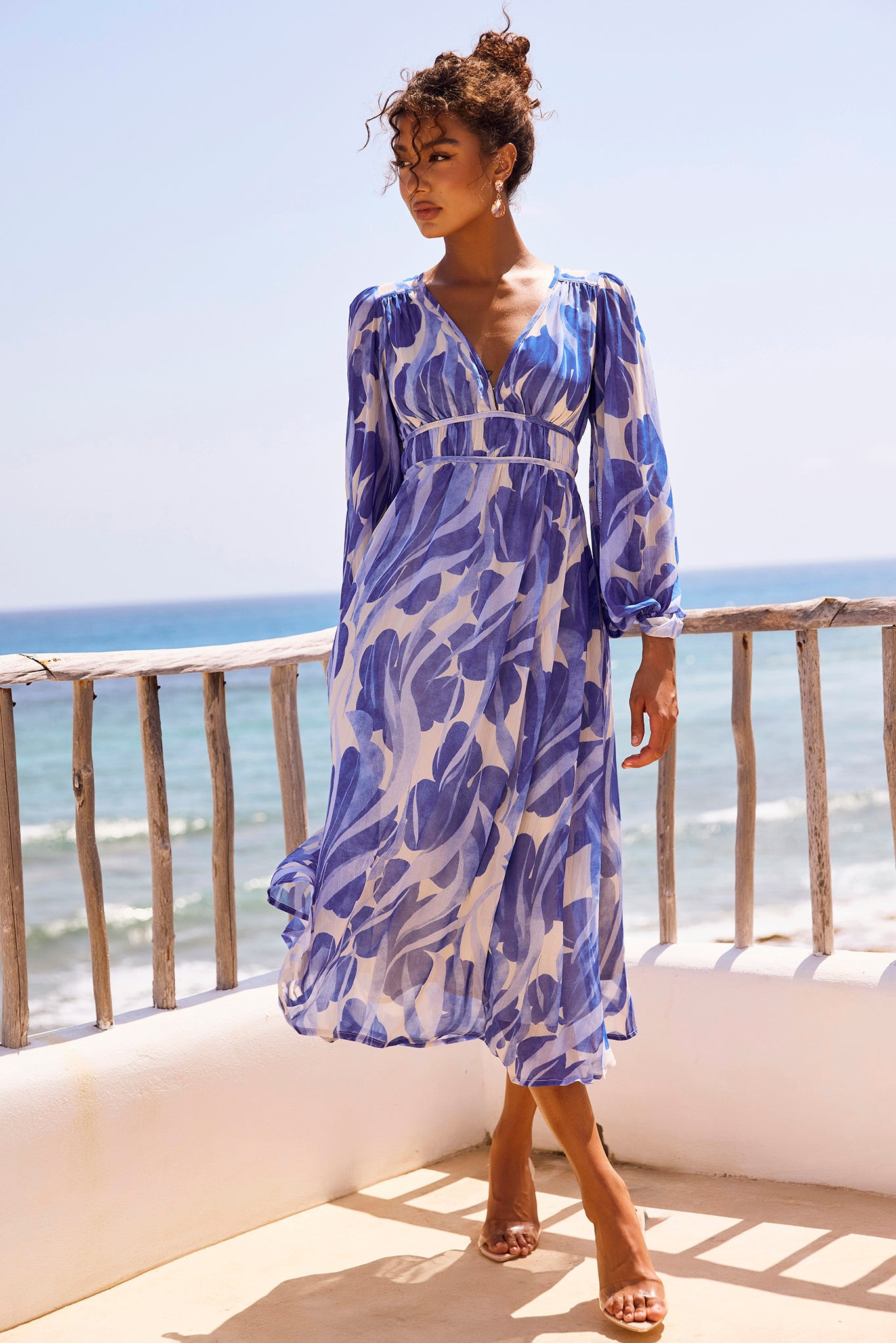 Palm Perfect Midi Dress - Blue Multi | Sage and Paige AUS.