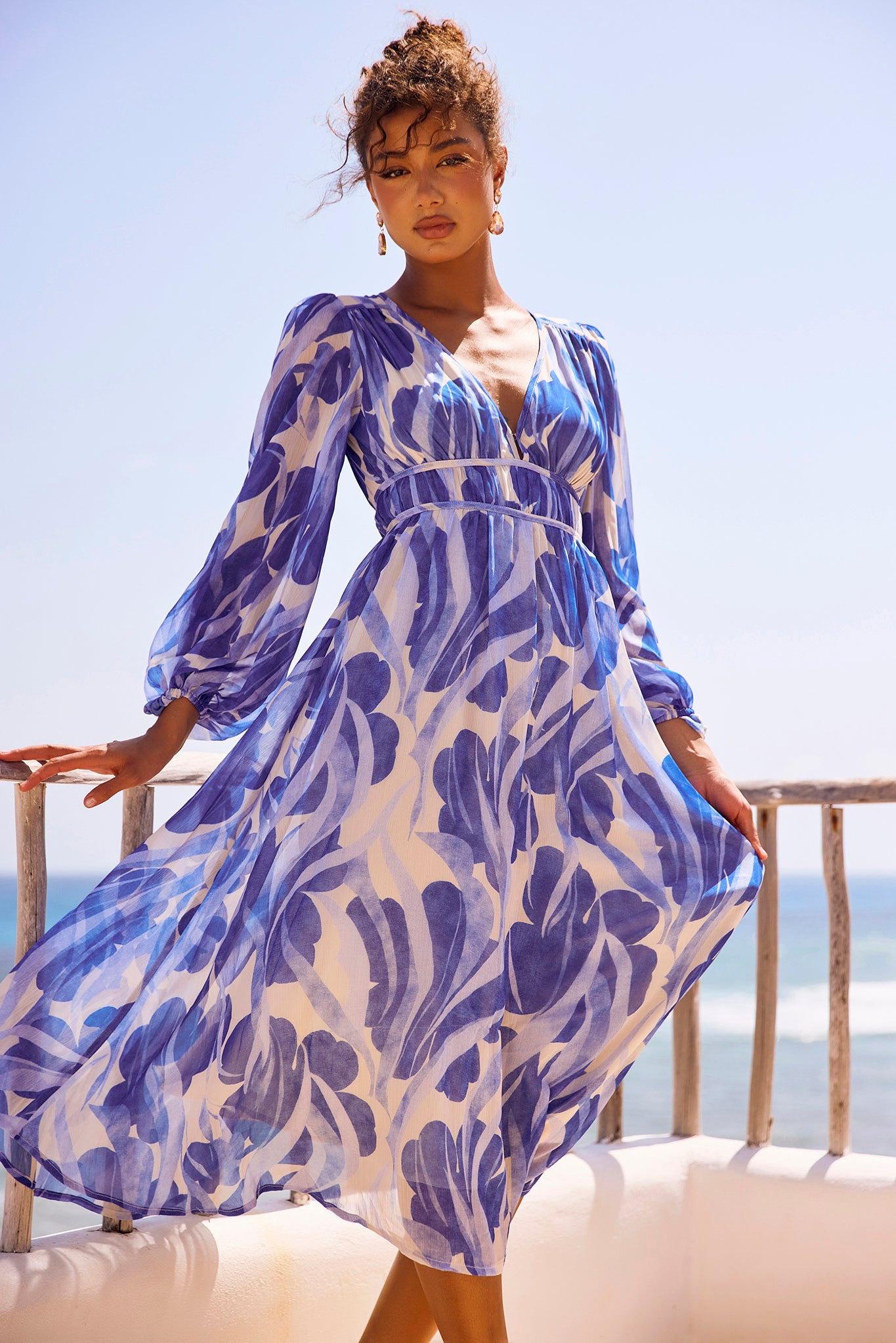 Palm Perfect Midi Dress - Blue Multi | Sage and Paige AUS.