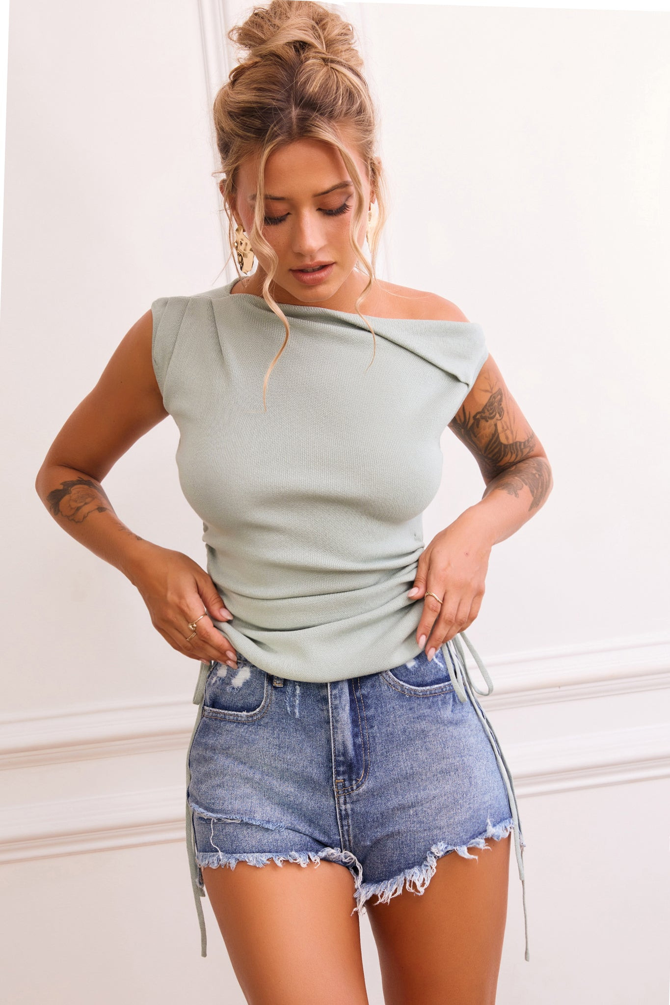 Beastie Denim Shorts - Washed Blue | Sage and Paige AUS.