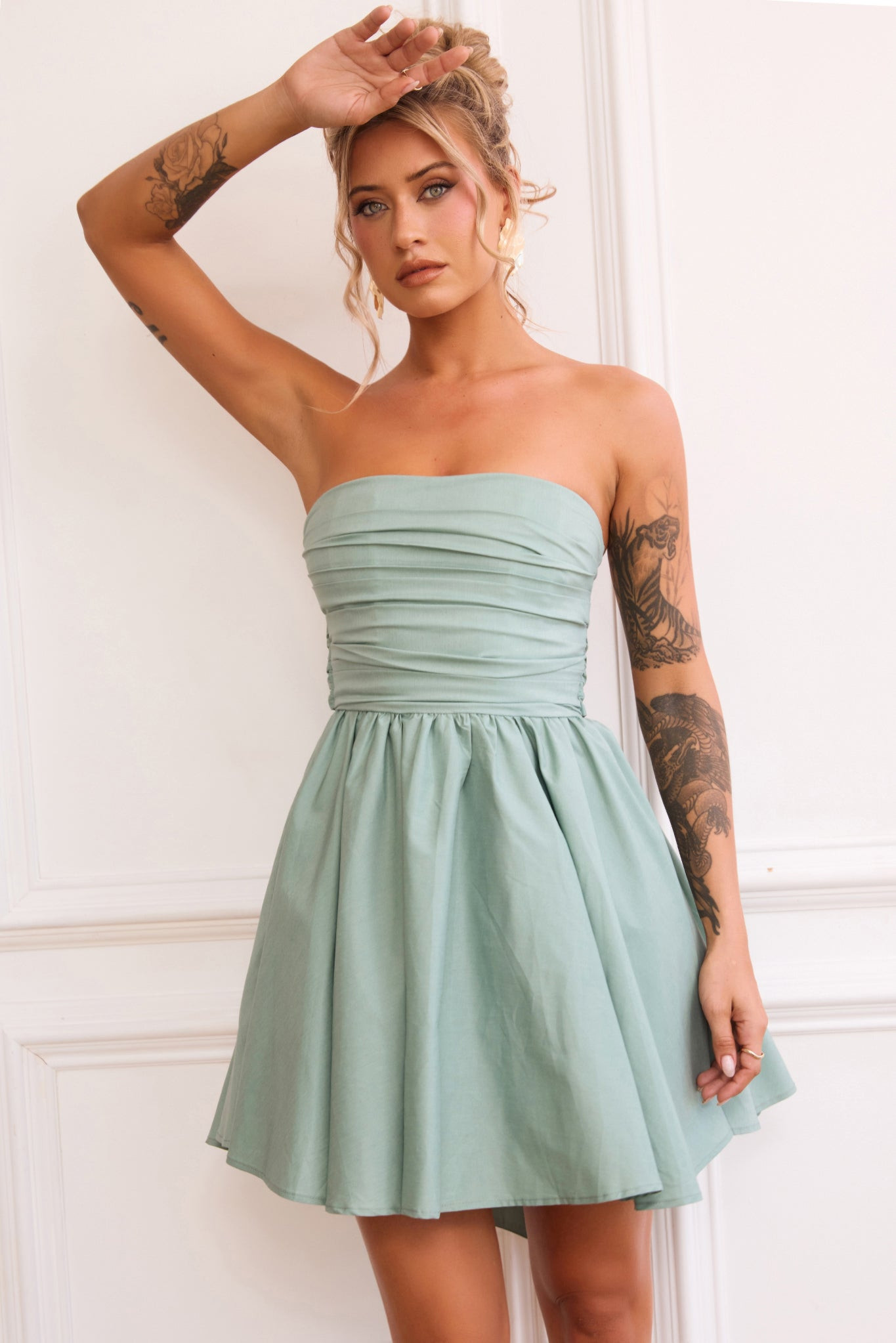 Sugar Crush Mini Dress - Sage | Sage and Paige AUS.