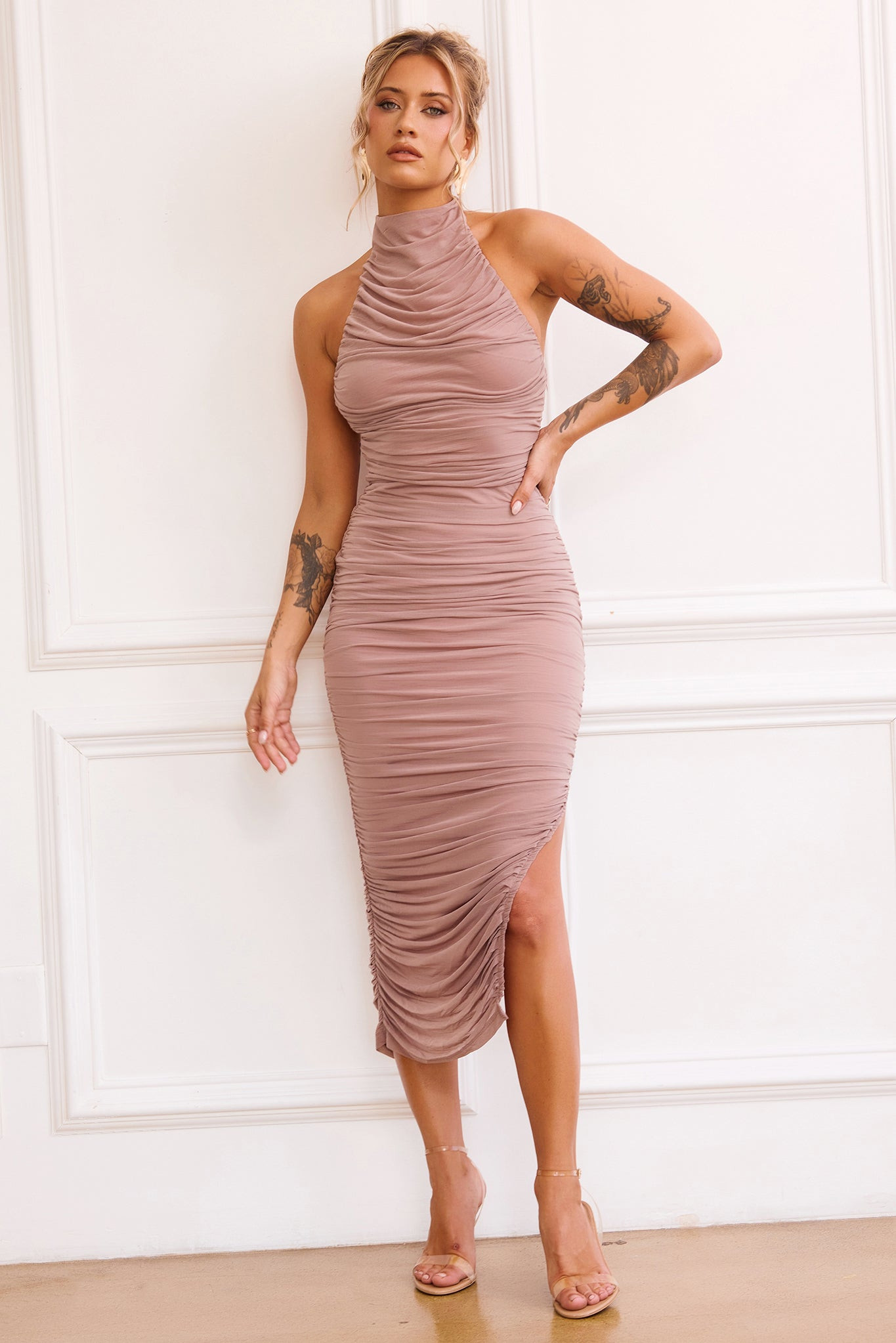 Caught In One Moment Midi Dress - Mocha | Sage and Paige AUS.