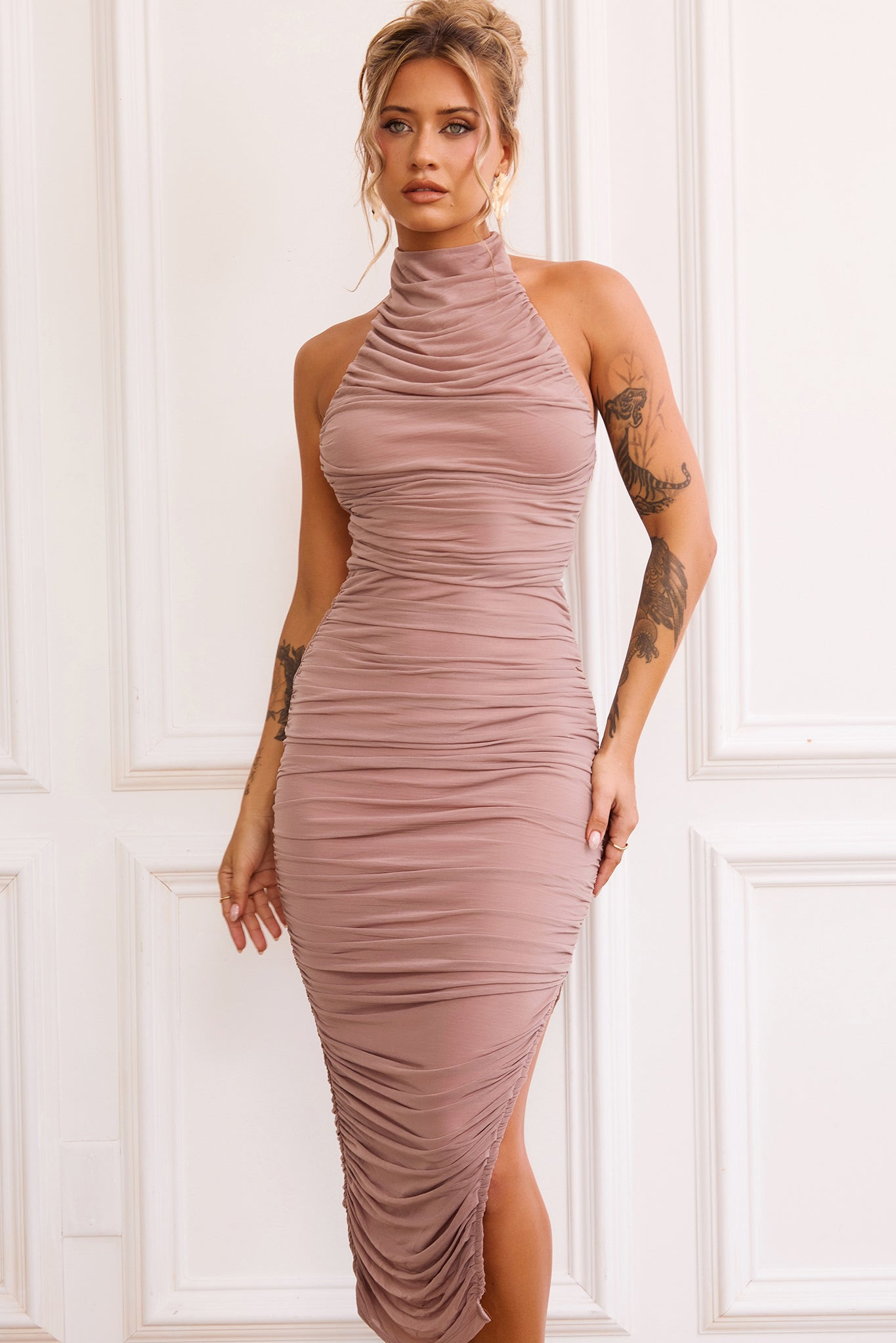 Caught In One Moment Midi Dress - Mocha | Sage and Paige AUS.