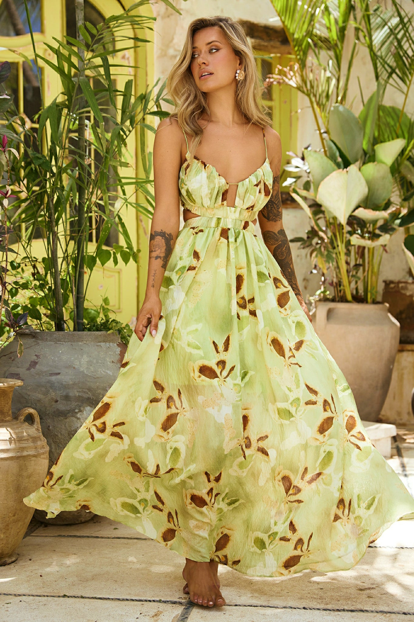 Lira Maxi Dress - Green Multi | Sage and Paige AUS.