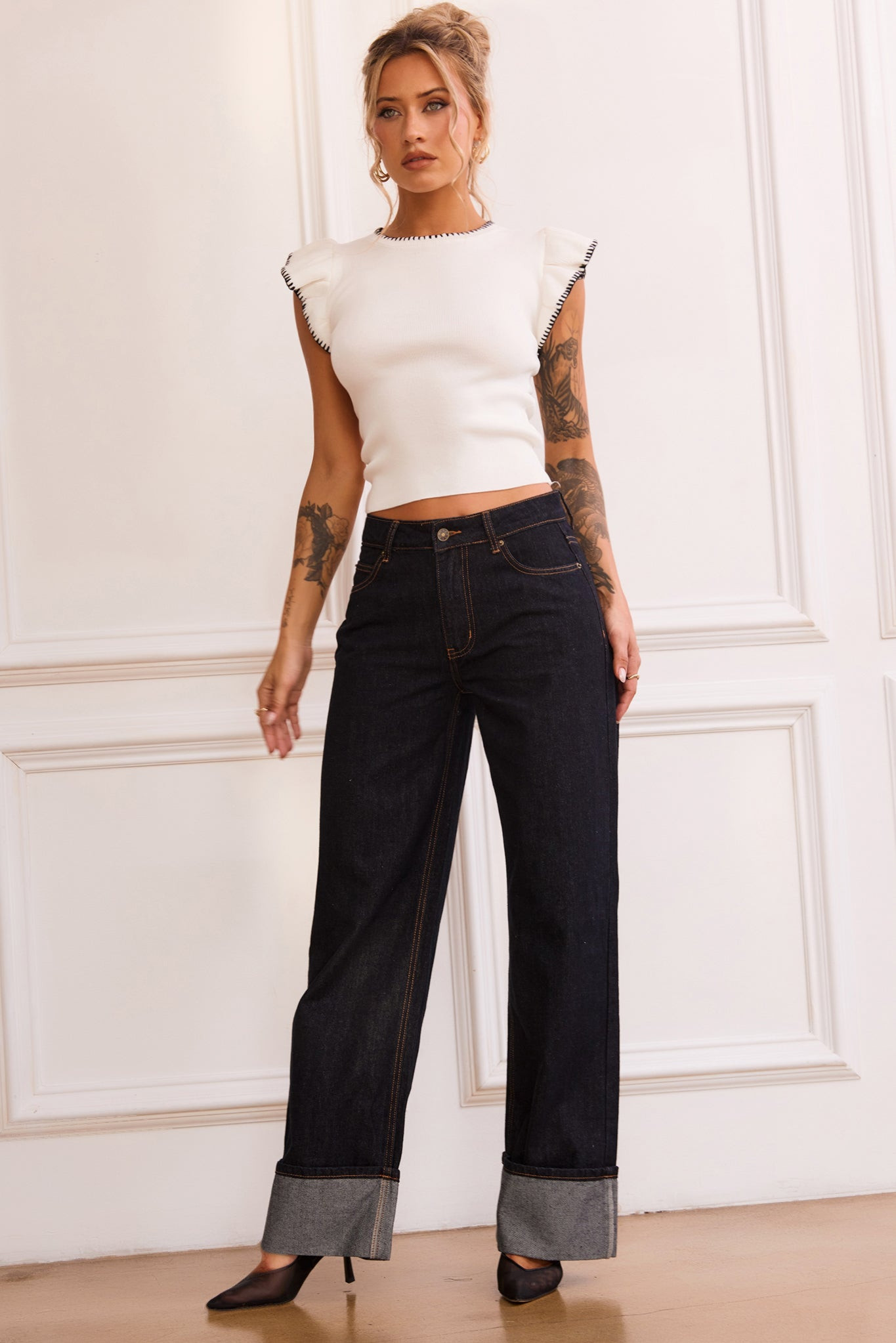 Maggy Knit Top - White | Sage and Paige AUS.