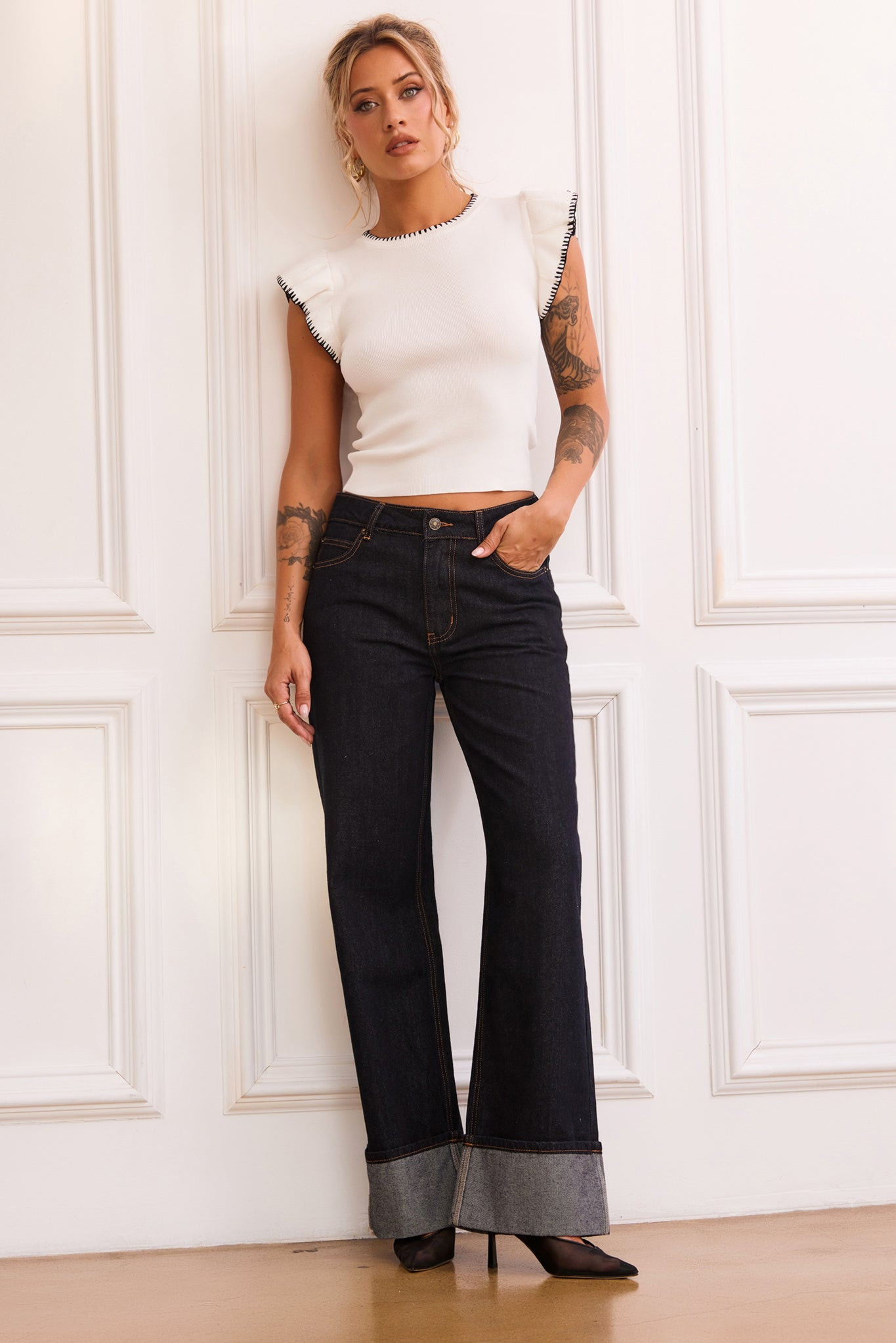 Maggy Knit Top - White | Sage and Paige AUS.
