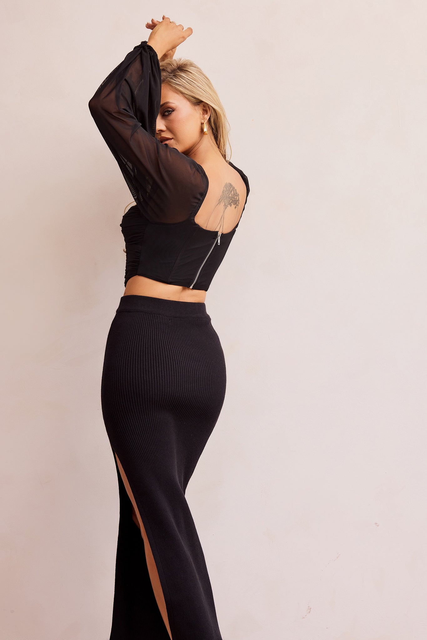 You're A Peach Knit Midi Skirt - Black | Sage and Paige AUS.