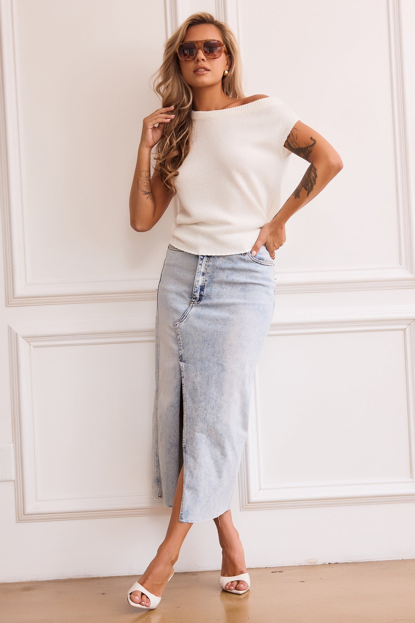 Dance In The Sun Knit Top - White | Sage and Paige AUS.