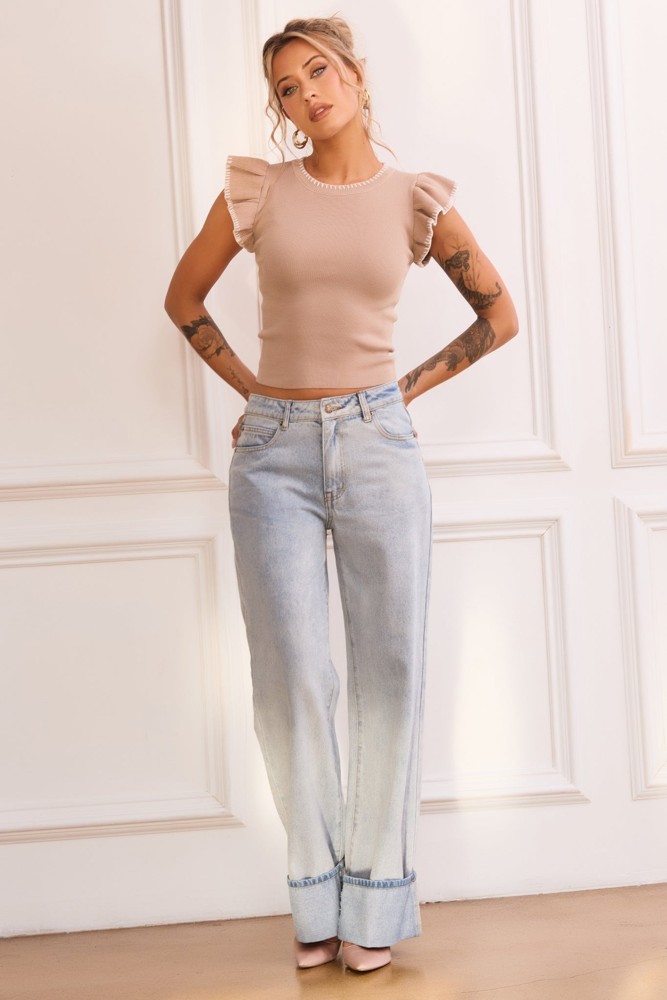 Maggy Knit Top - Camel | Sage and Paige AUS.