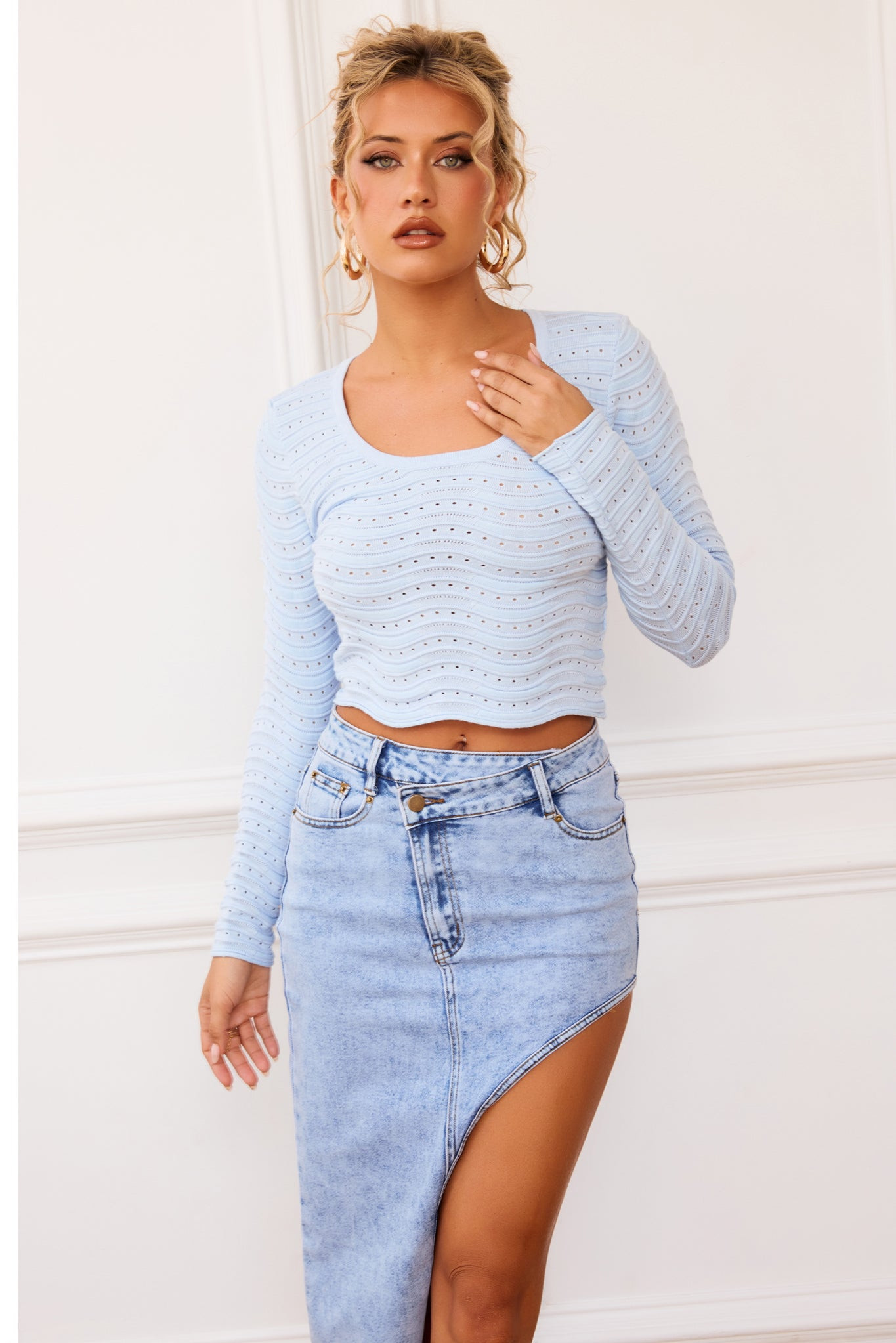 The Sea And I Knit Top - Pale Blue | Sage and Paige AUS.