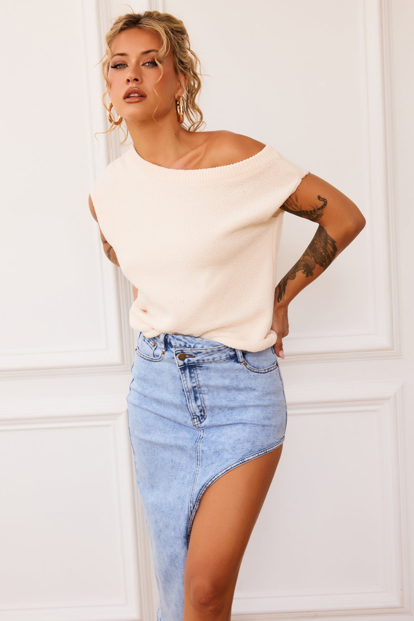 Dance In The Sun Knit Top - Beige | Sage and Paige AUS.