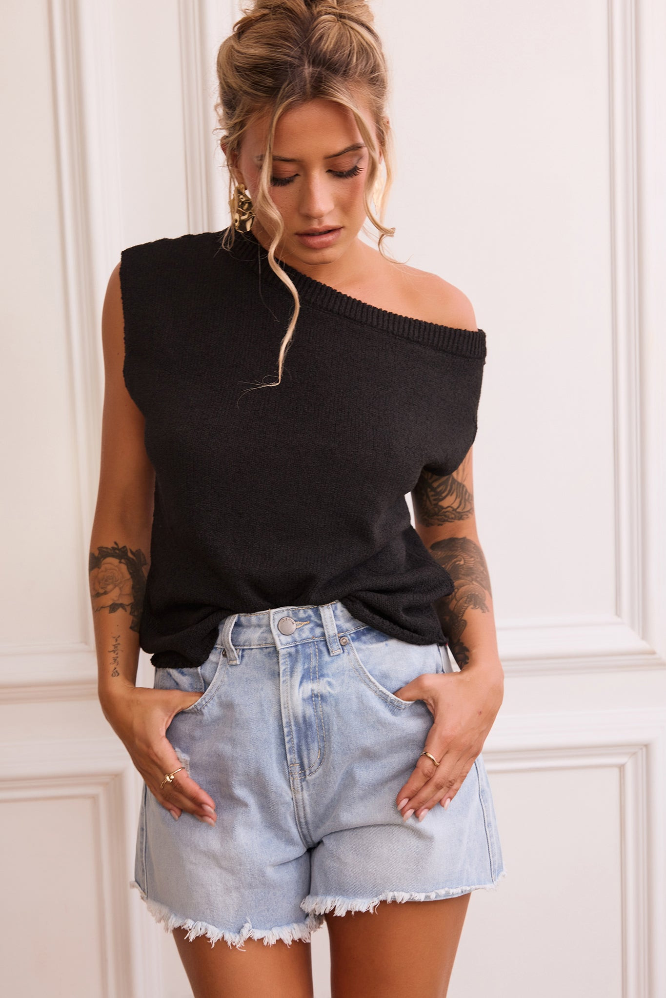 Dance In The Sun Knit Top - Black