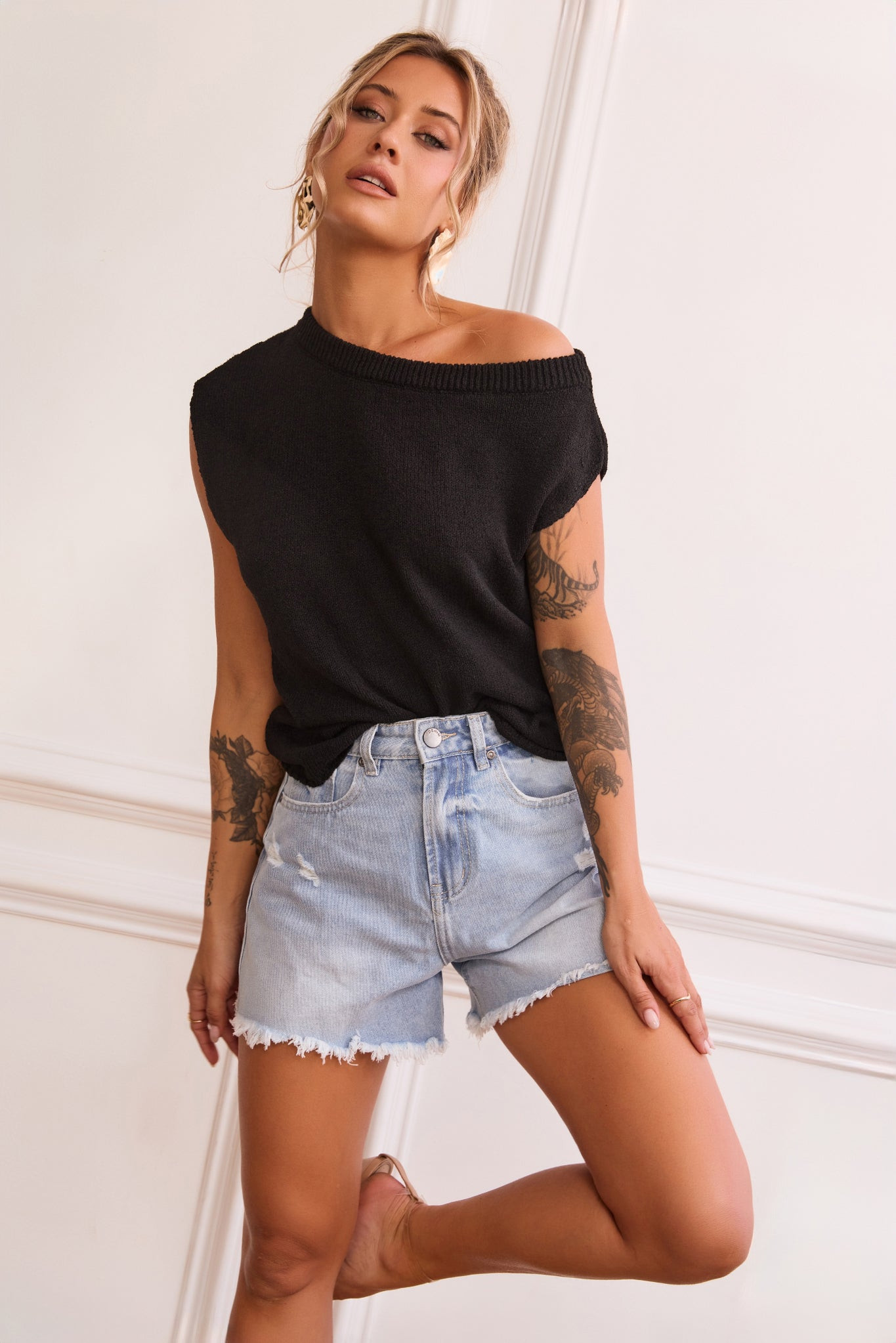 Dance In The Sun Knit Top - Black