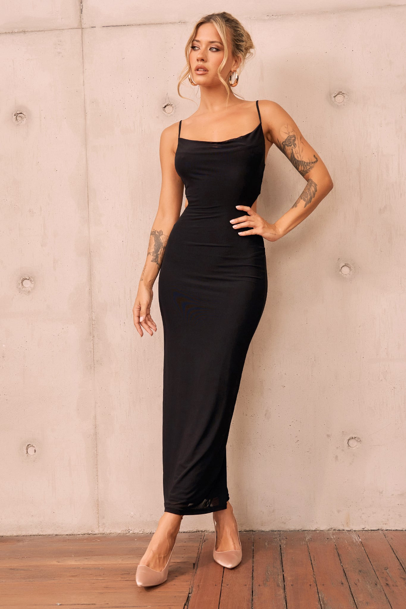 Ethereal Midi Dress - Black