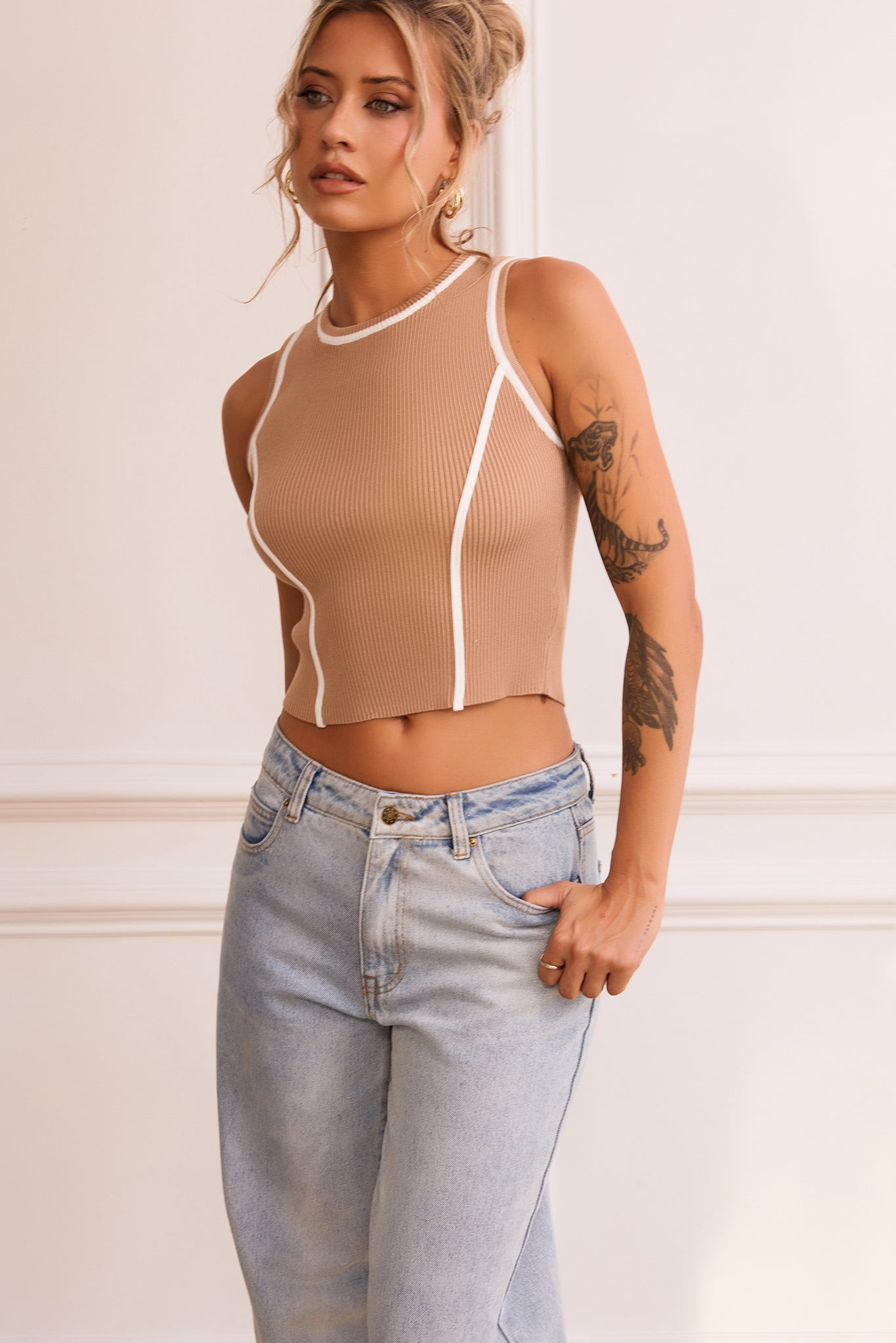 My Little Micro Knit Top - Camel