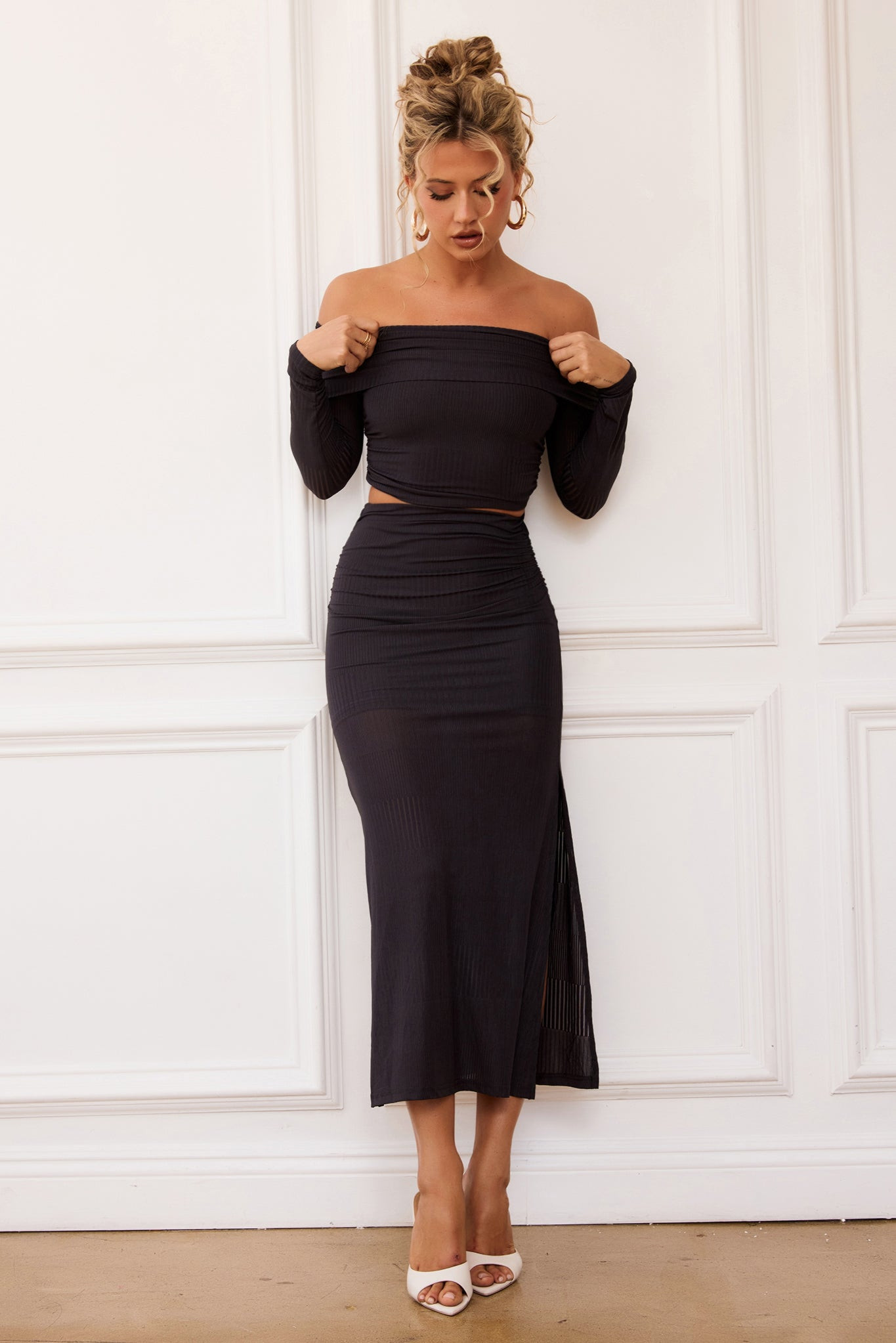 Catalina Midi Skirt - Charcoal