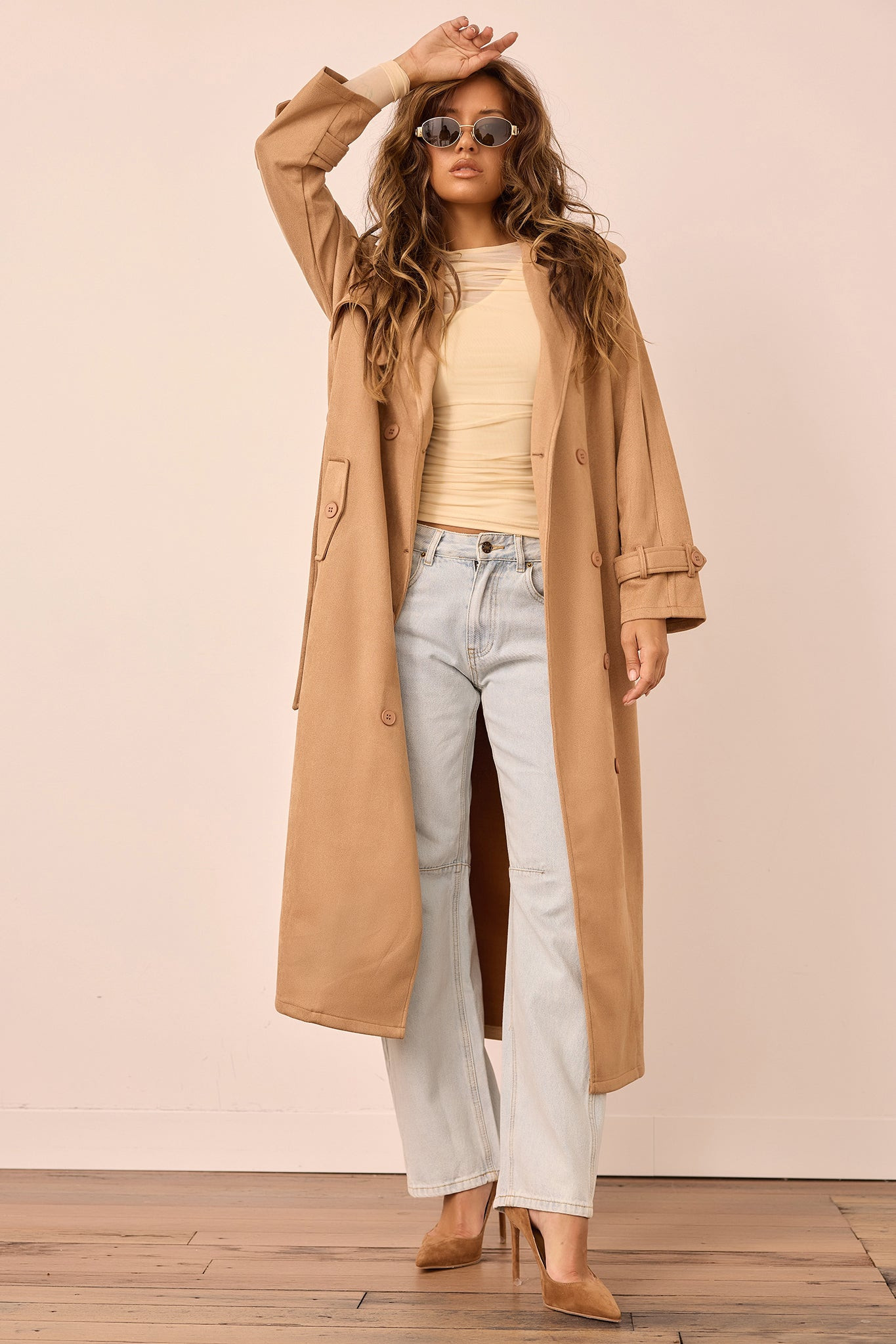 The Penny Vegan Suede Trench Coat - Tan