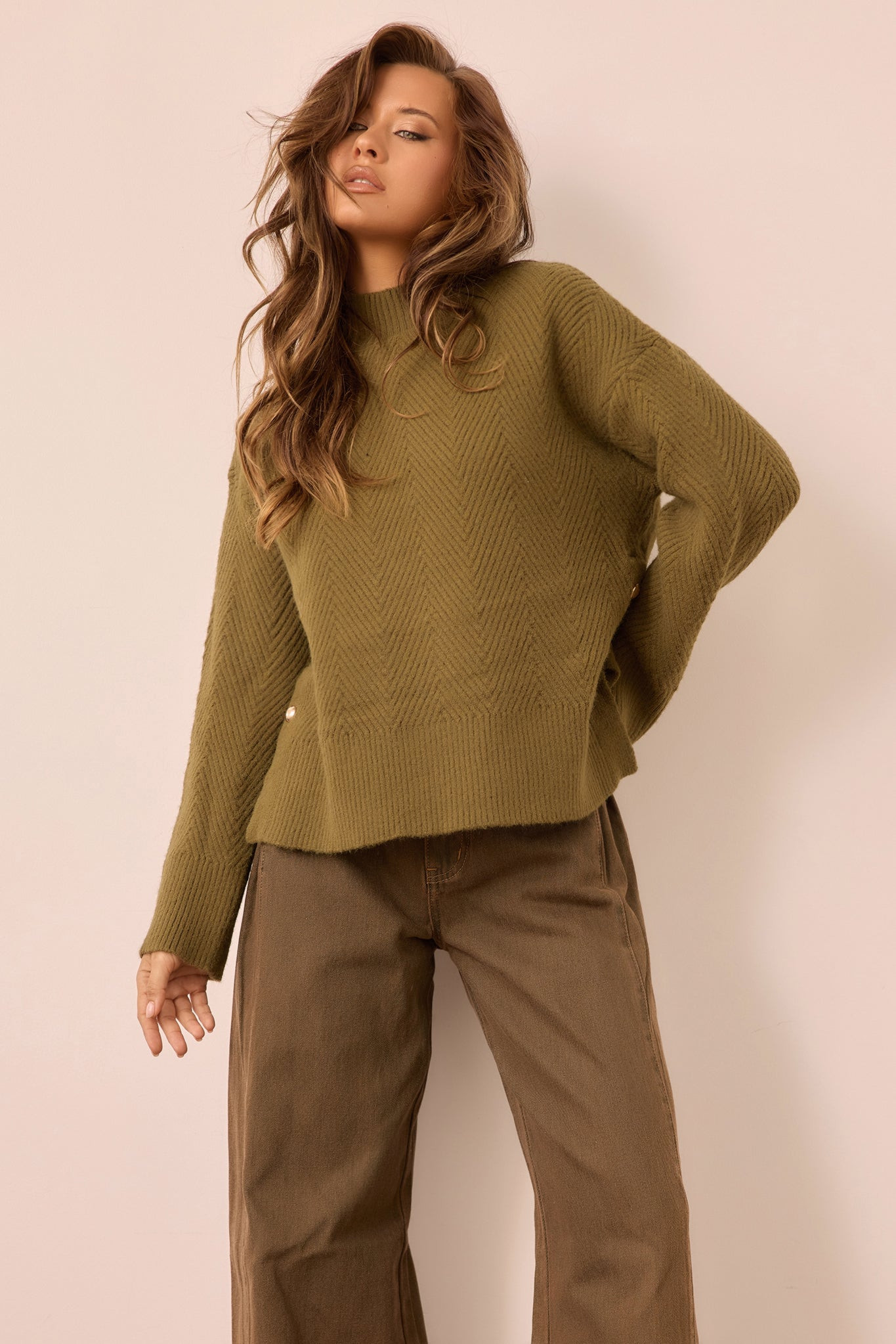 Washed Ashore Knit Sweater - Olive