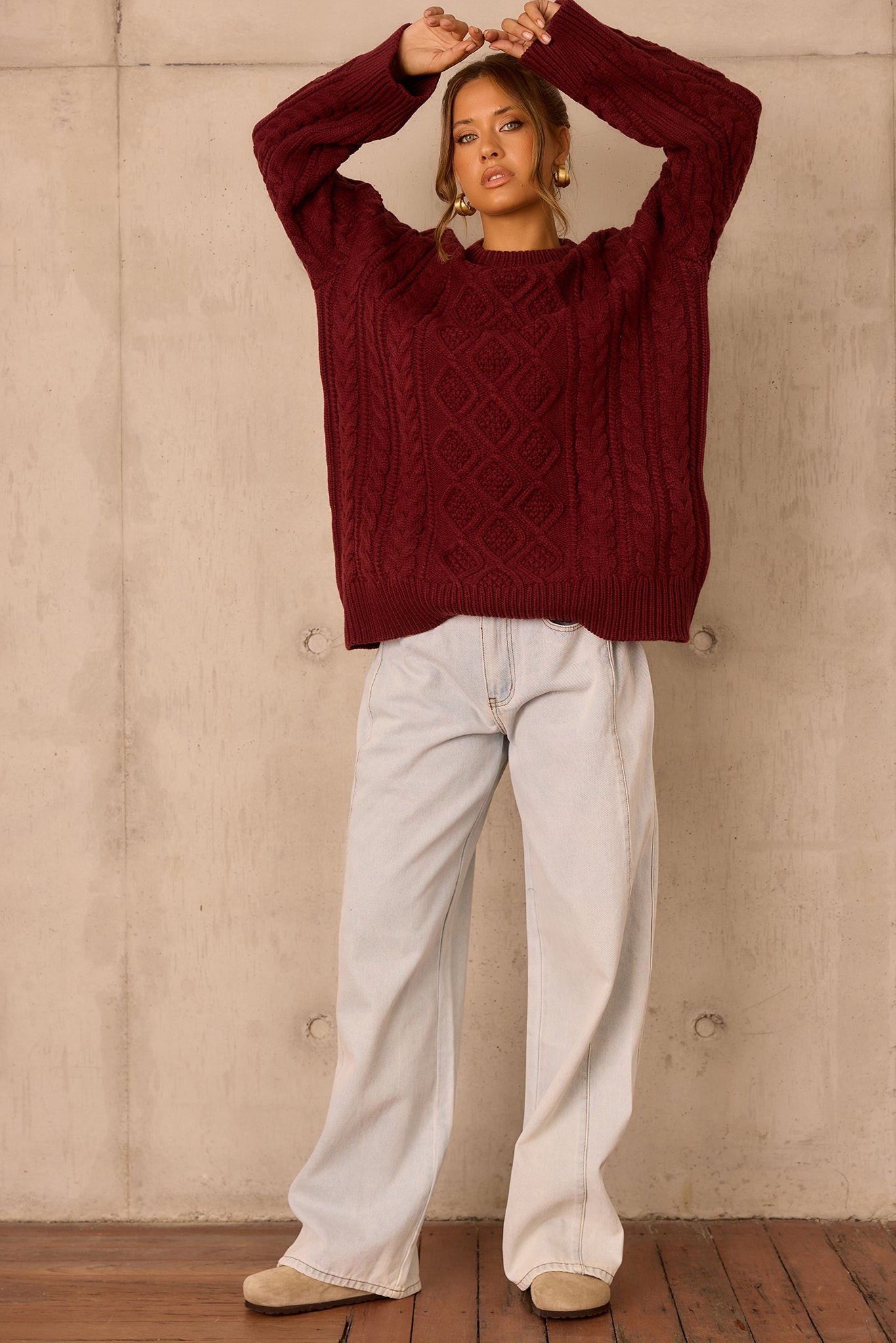 Falling Forward Knit Sweater - Wine