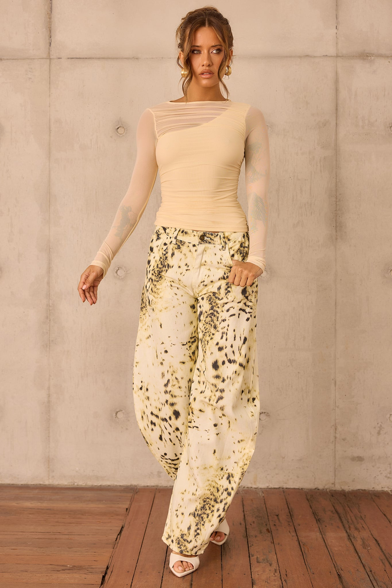 Montmartre Leopard Denim Jeans - Snow Leopard