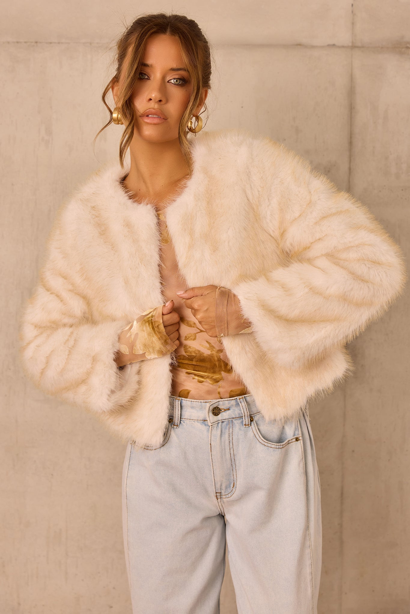 Paris Night Faux Fur Jacket - Ivory