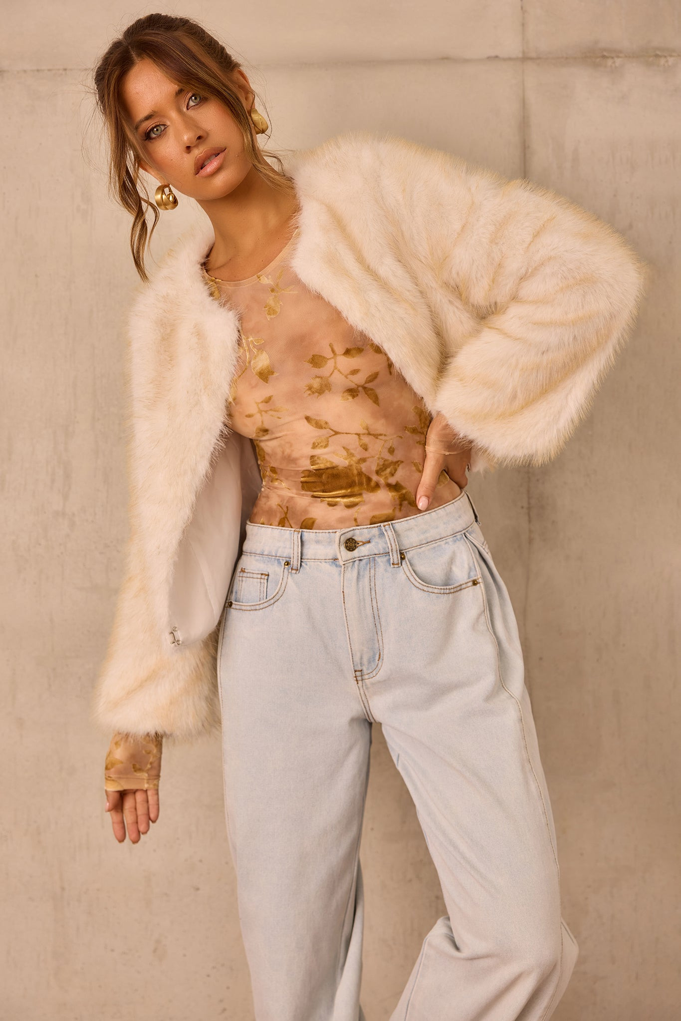 Paris Night Faux Fur Jacket - Ivory
