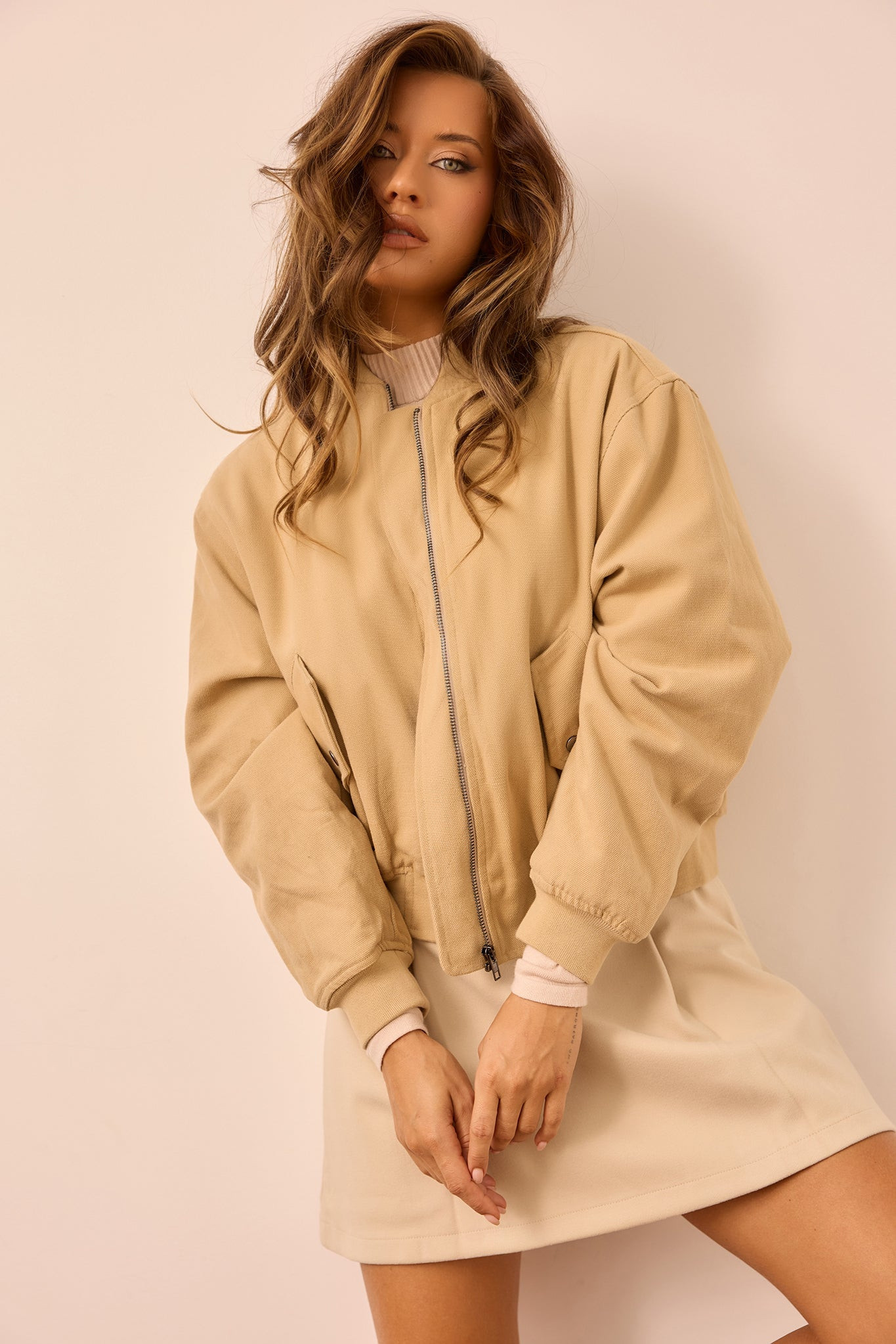 Sahara Drift Bomber Jacket - Taupe
