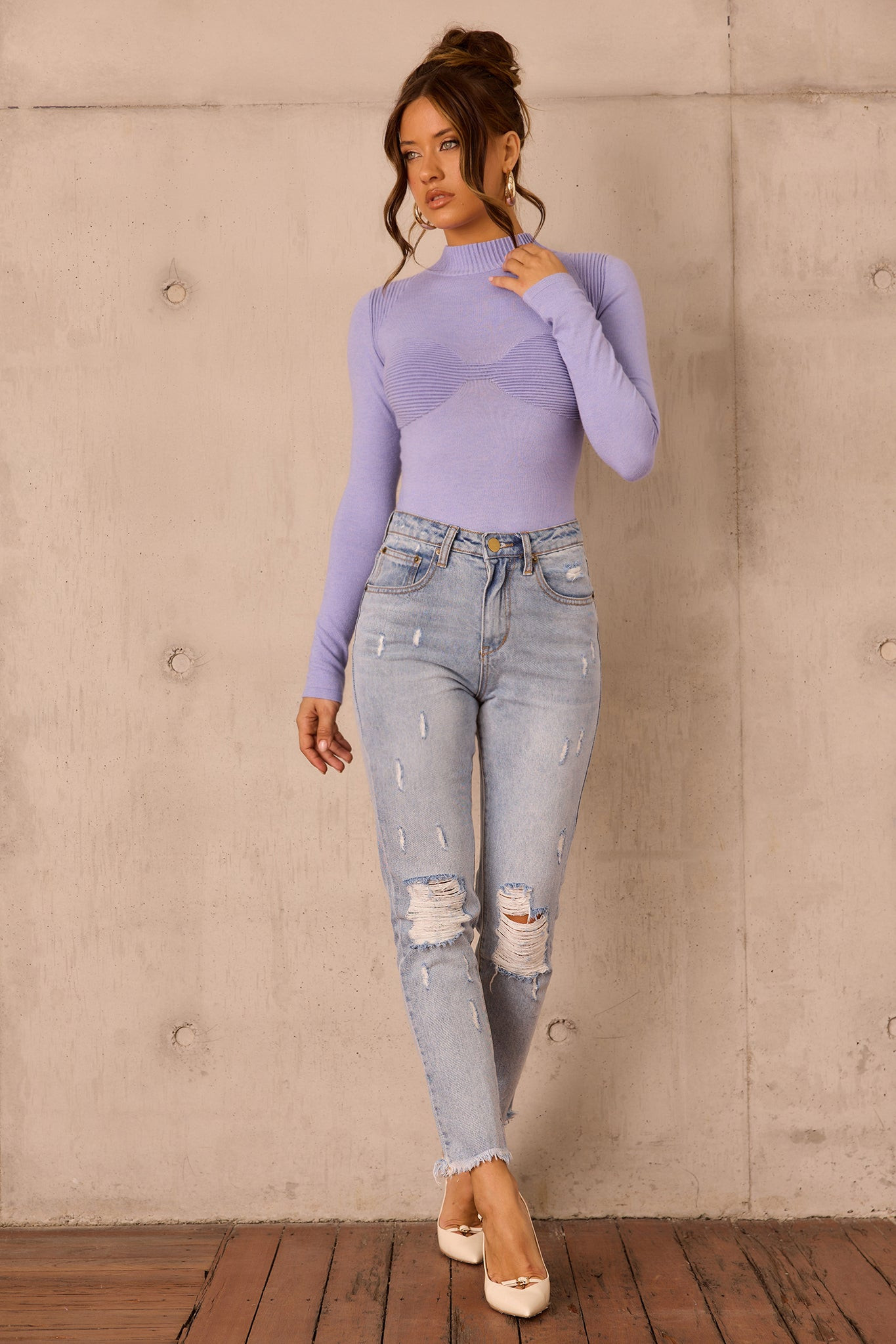 Sculpted Verse Knit Bodysuit - Cornflower