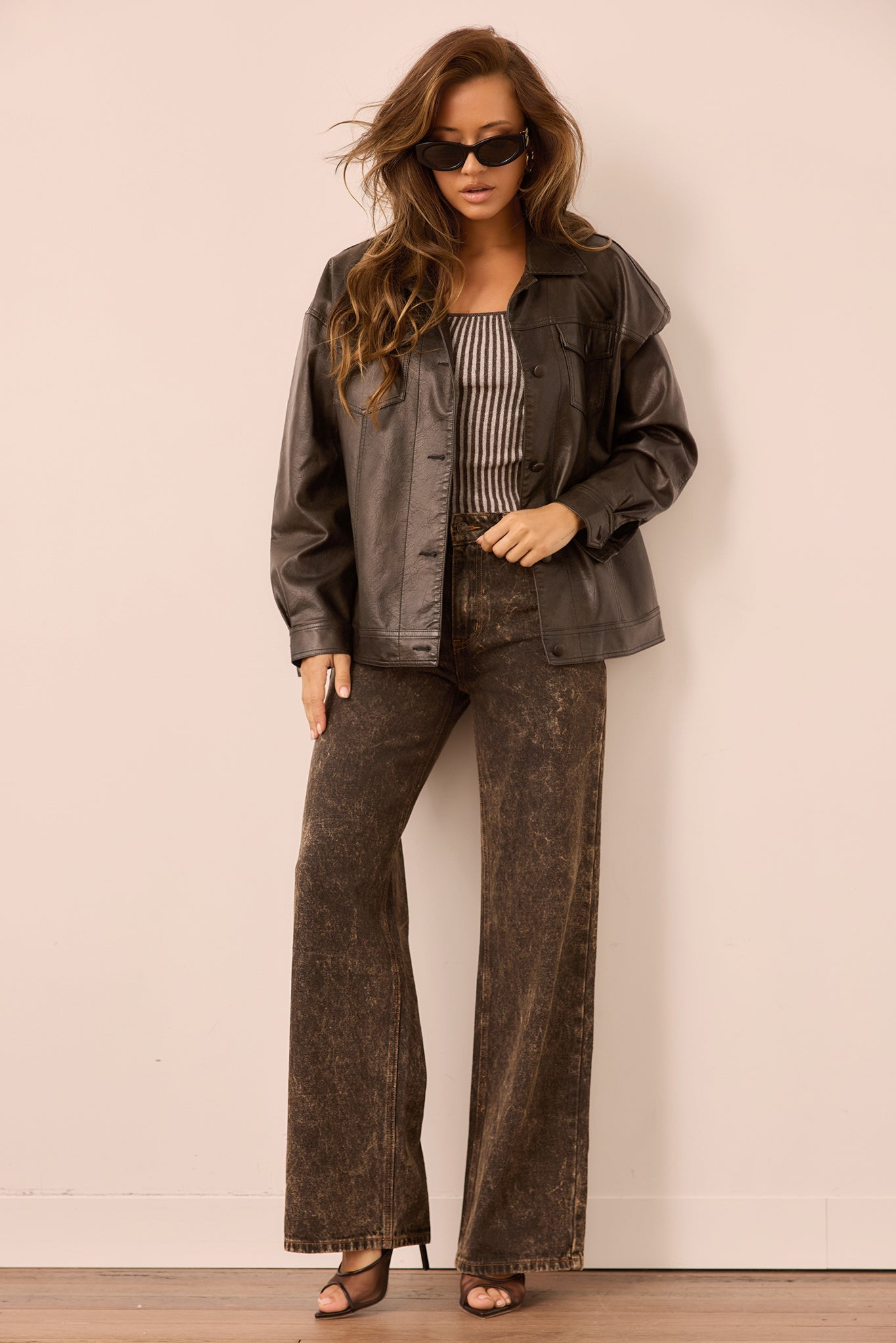 Shadow Script Vegan Leather Jacket - Black
