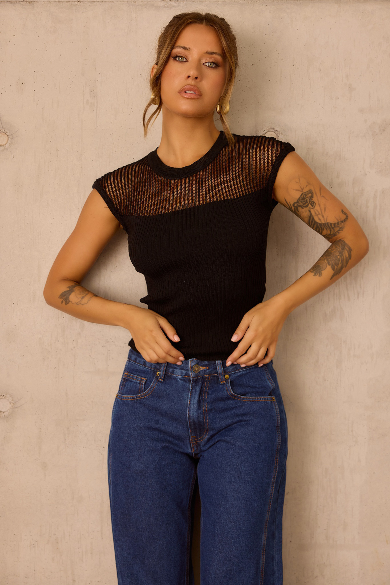 Starlit Dreams Knit Top - Black