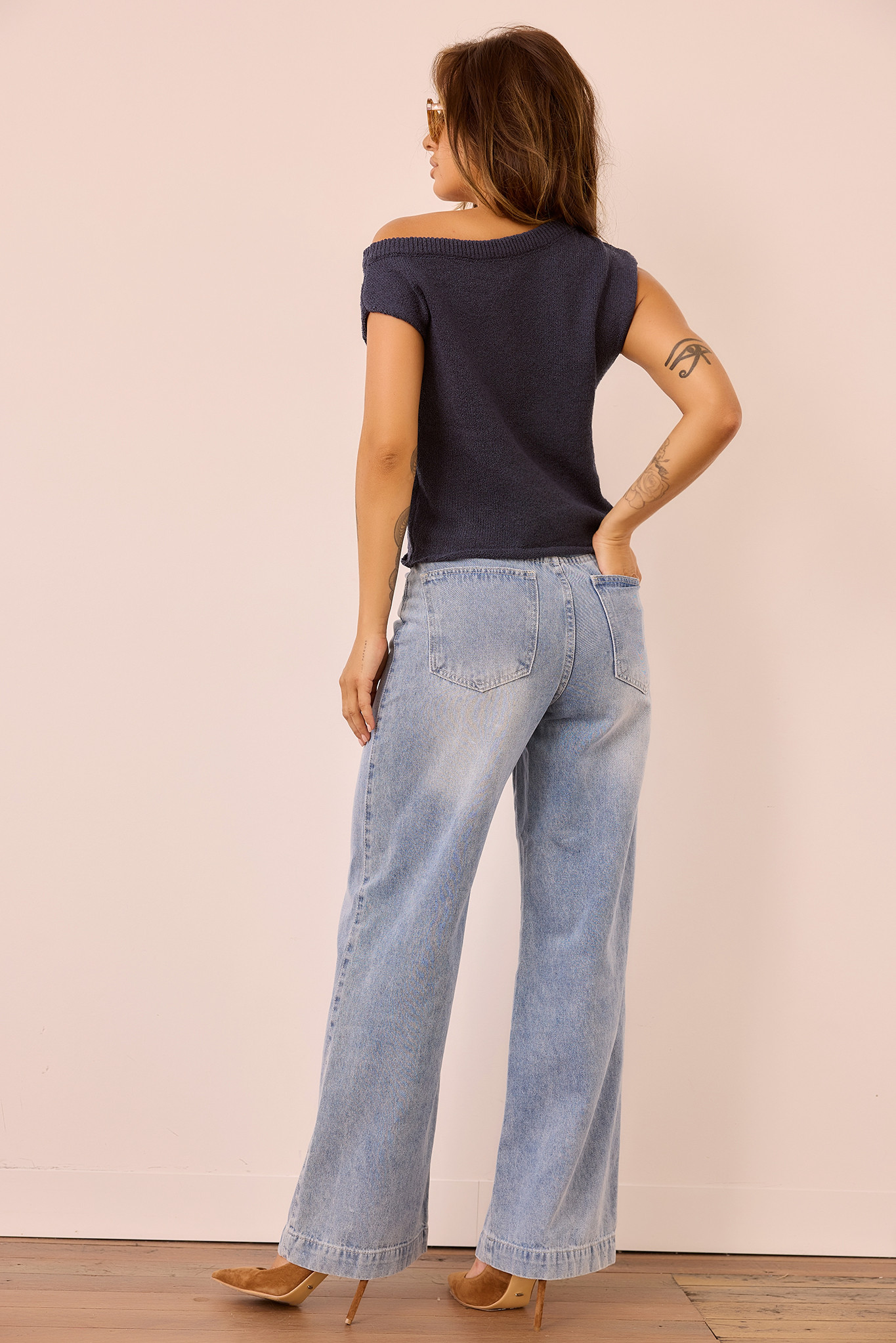 Dance In The Sun Knit Top - Navy