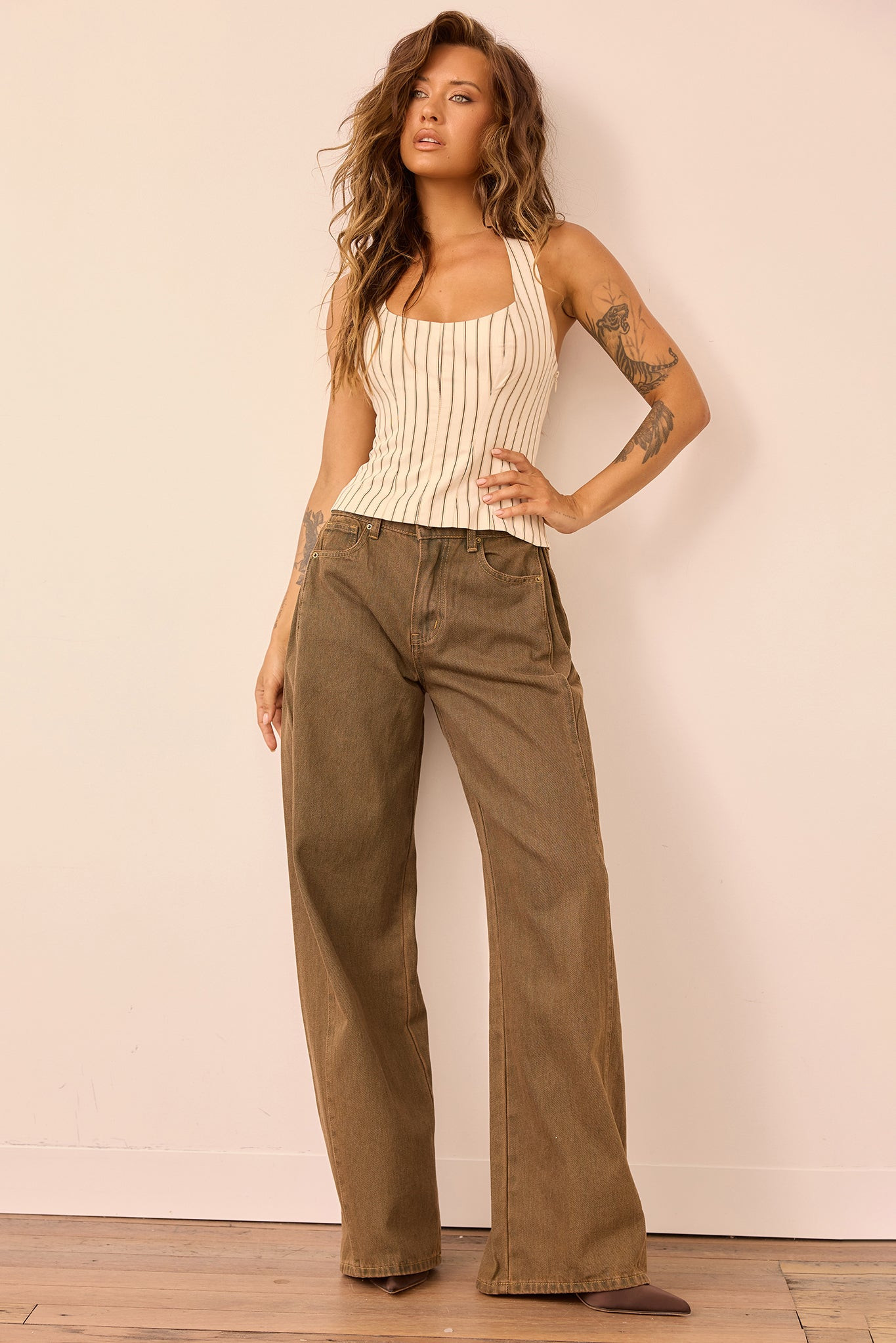 Get My Attention Woven Top - Cream Stripe