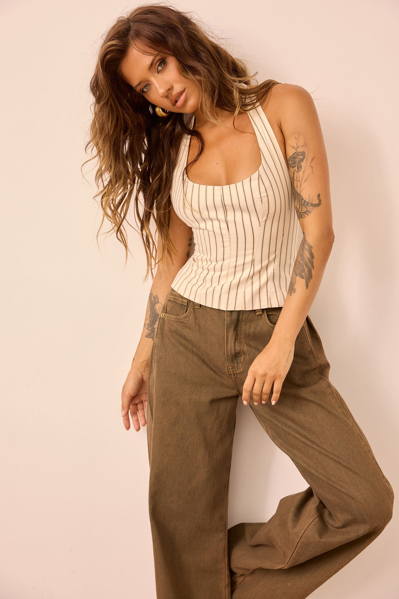 Monroe Vintage Denim Jeans - Olive Khaki