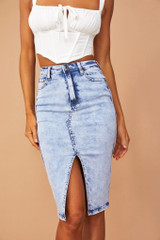 Wait In Line Denim Skirt - Blue | Sage and Paige AUS.