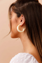 Half Moon Ear Hoops - Beige | Sage and Paige AUS.