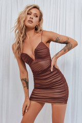 Call Up Mini Dress - Chocolate | Sage and Paige AUS. Call Up Mini Dress - Chocolate | Sage and Paige AUS.