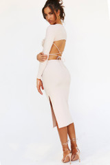 Slow it Down Midi Dress - Beige | Sage and Paige AUS.