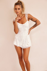 Kenna Ruffle Playsuit - White | Sage and Paige AUS.