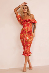 Fireball Midi Dress - Red Multi | Sage and Paige AUS.