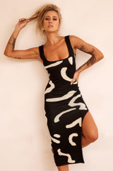 Attached Knit Midi Dress - Black | Sage and Paige AUS.