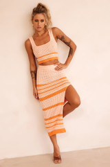In The Groove Midi Skirt - Orange | Sage and Paige AUS.